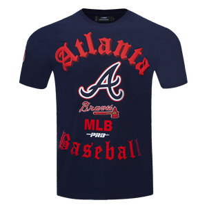 Pro Standard Men's MLB Atlanta Braves Old English Tee -Navy