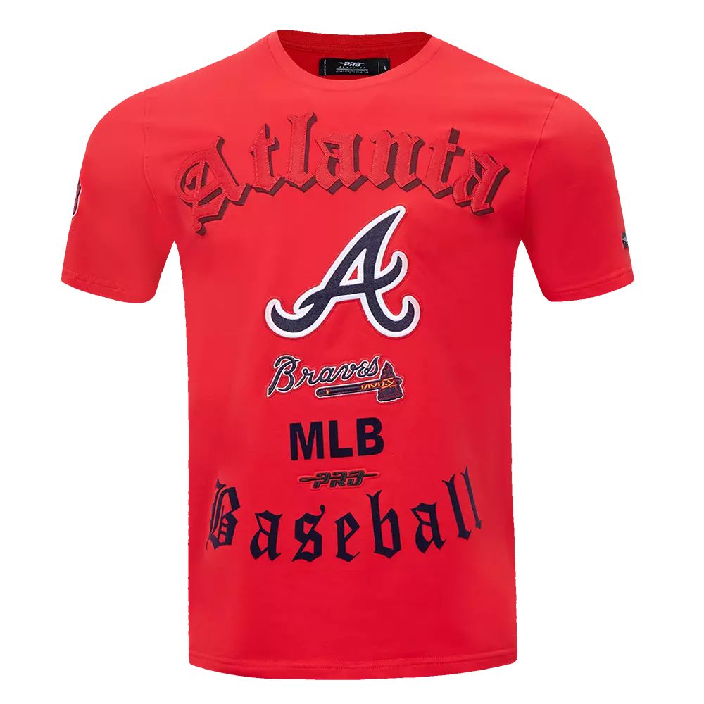 Pro Standard Men's MLB Atlanta Braves Old English Tee - Red - RED