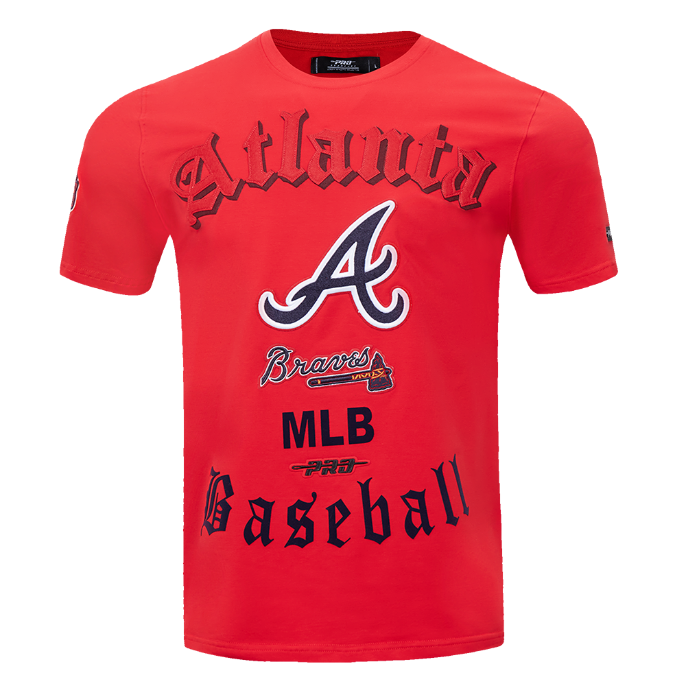 Pro Standard Men's MLB Atlanta Braves Old English Tee -Red - RED Thumbnail View 1