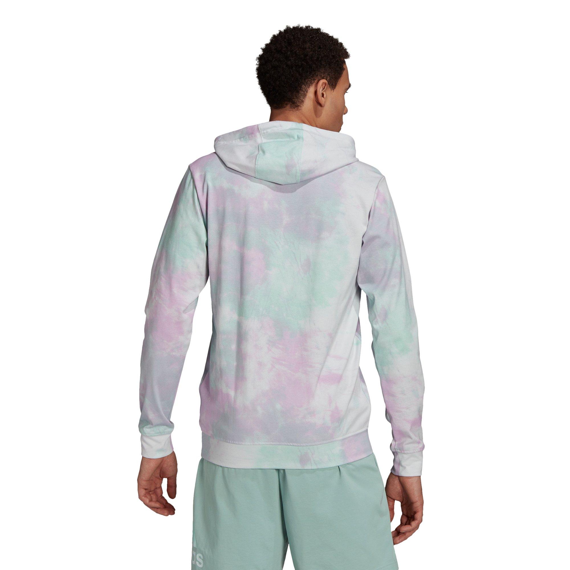 adidas Men's Green/Purple Essentials Tie-Dyed Inspirational Hoodie - GREEN/PURPLE Thumbnail View 2