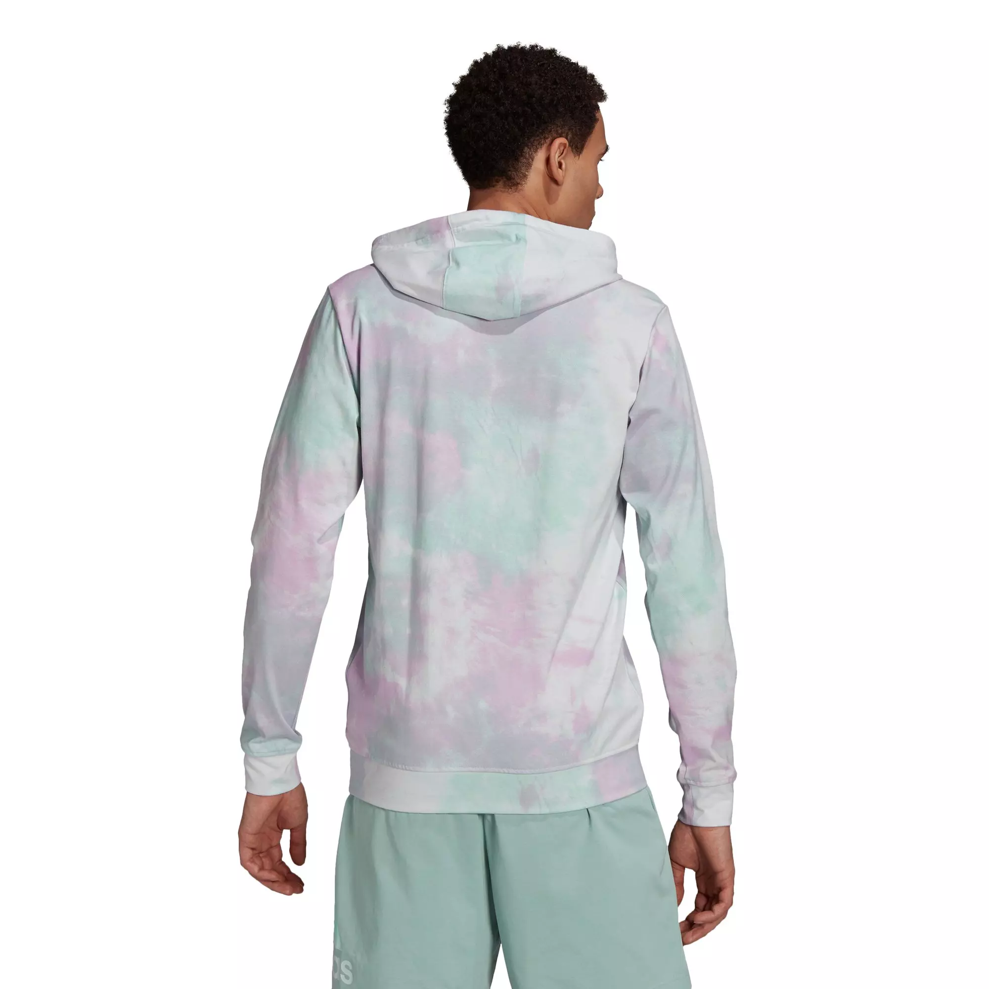adidas Men's Green/Purple Essentials Tie-Dyed Inspirational Hoodie - GREEN/PURPLE