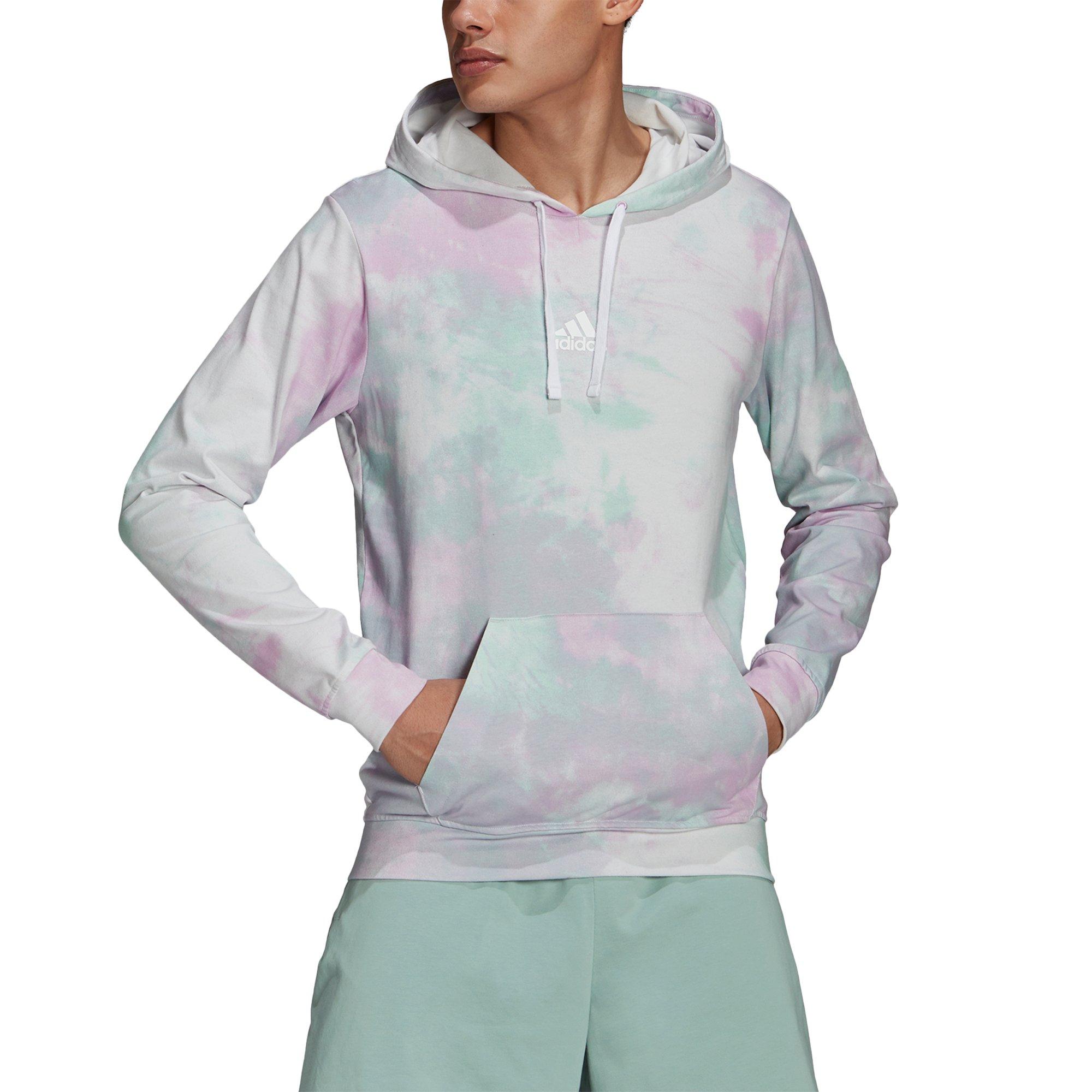 adidas Men's Green/Purple Essentials Tie-Dyed Inspirational Hoodie - GREEN/PURPLE Thumbnail View 1