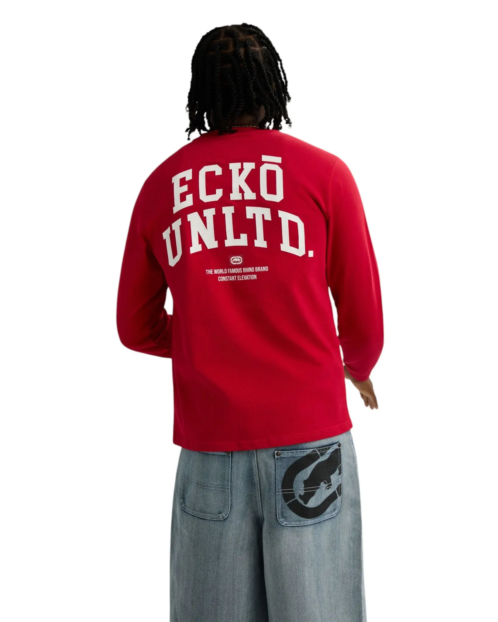ecko unltd. Men's Classic Rhino Long Sleeve Tee - Red - RED