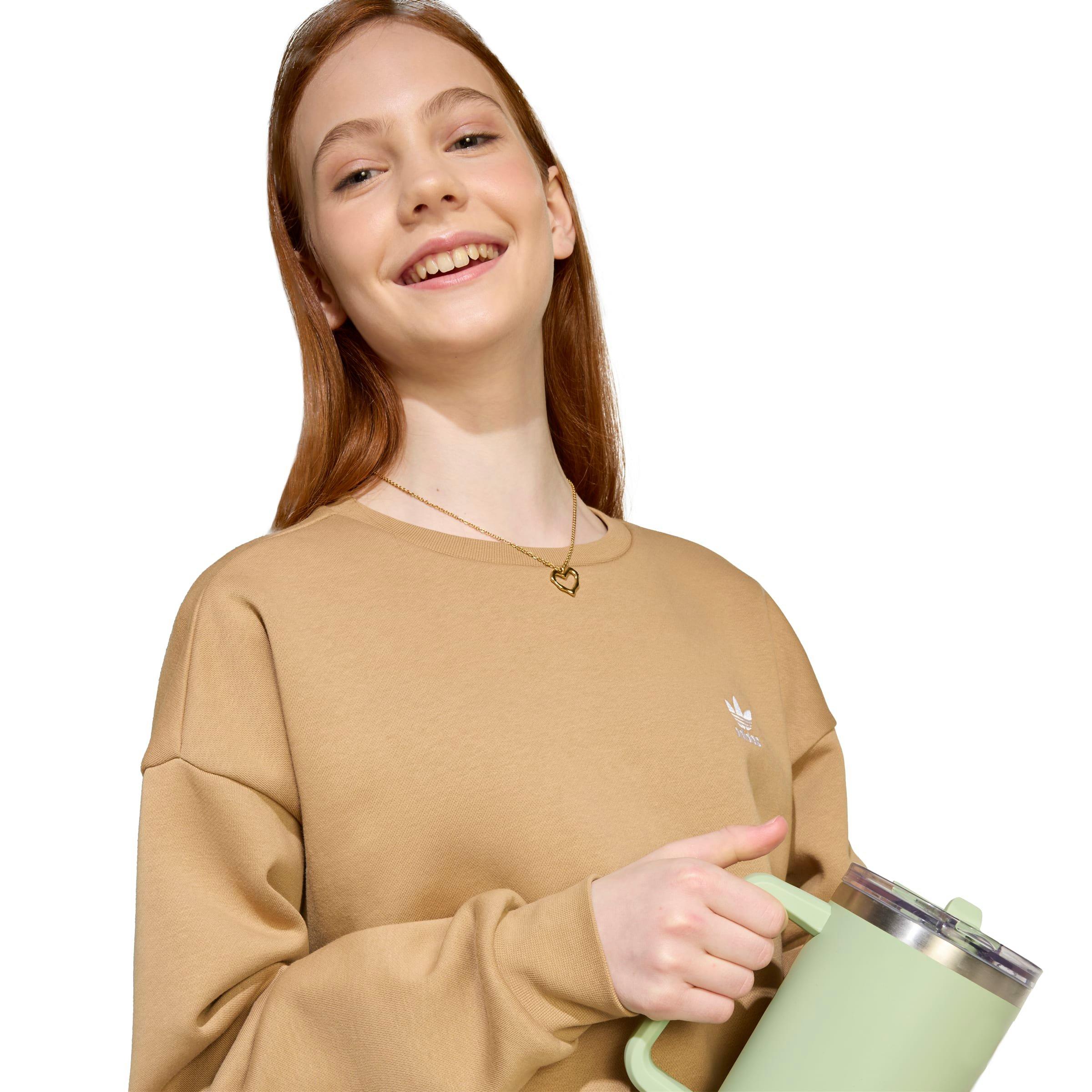 adidas Originals Essential Boyfriend Crew Big Girls' Beige Sweatshirt