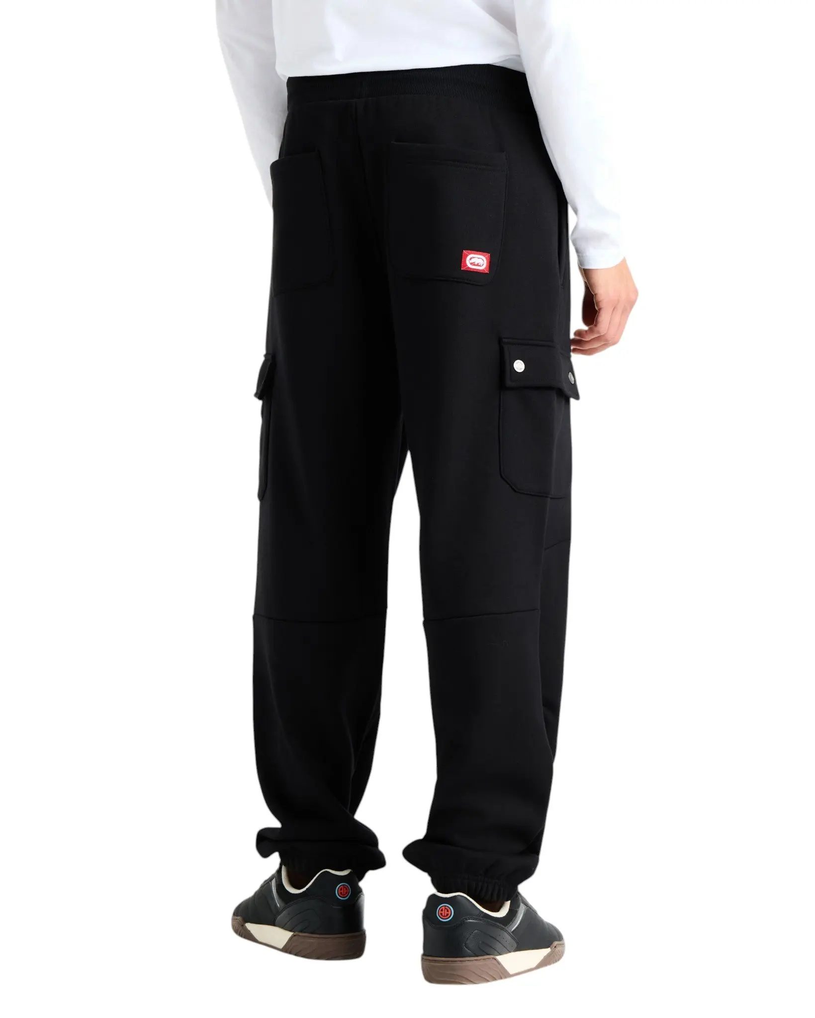 ecko unltd. Men's Cargo Pocket Fleece Baggy Pant - Black - BLACK