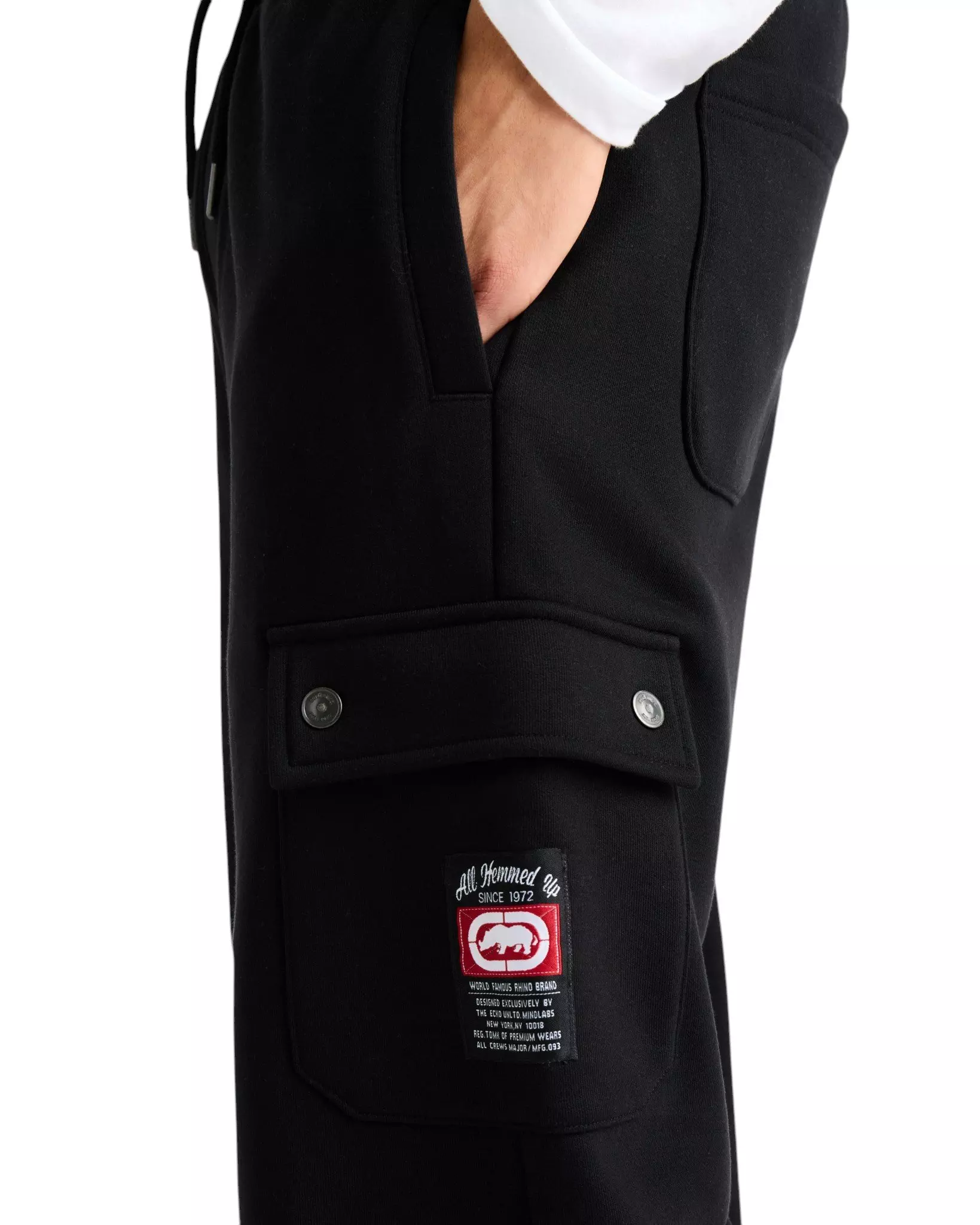 ecko unltd. Men's Cargo Pocket Fleece Baggy Pant - Black - BLACK