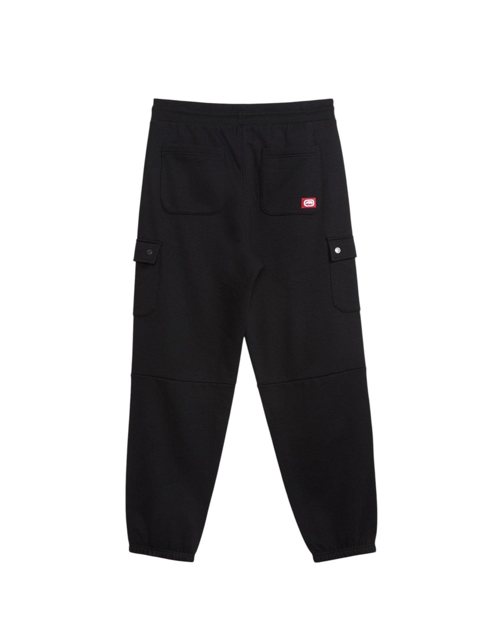 ecko unltd. Men's Cargo Pocket Fleece Baggy Pant - Black - BLACK