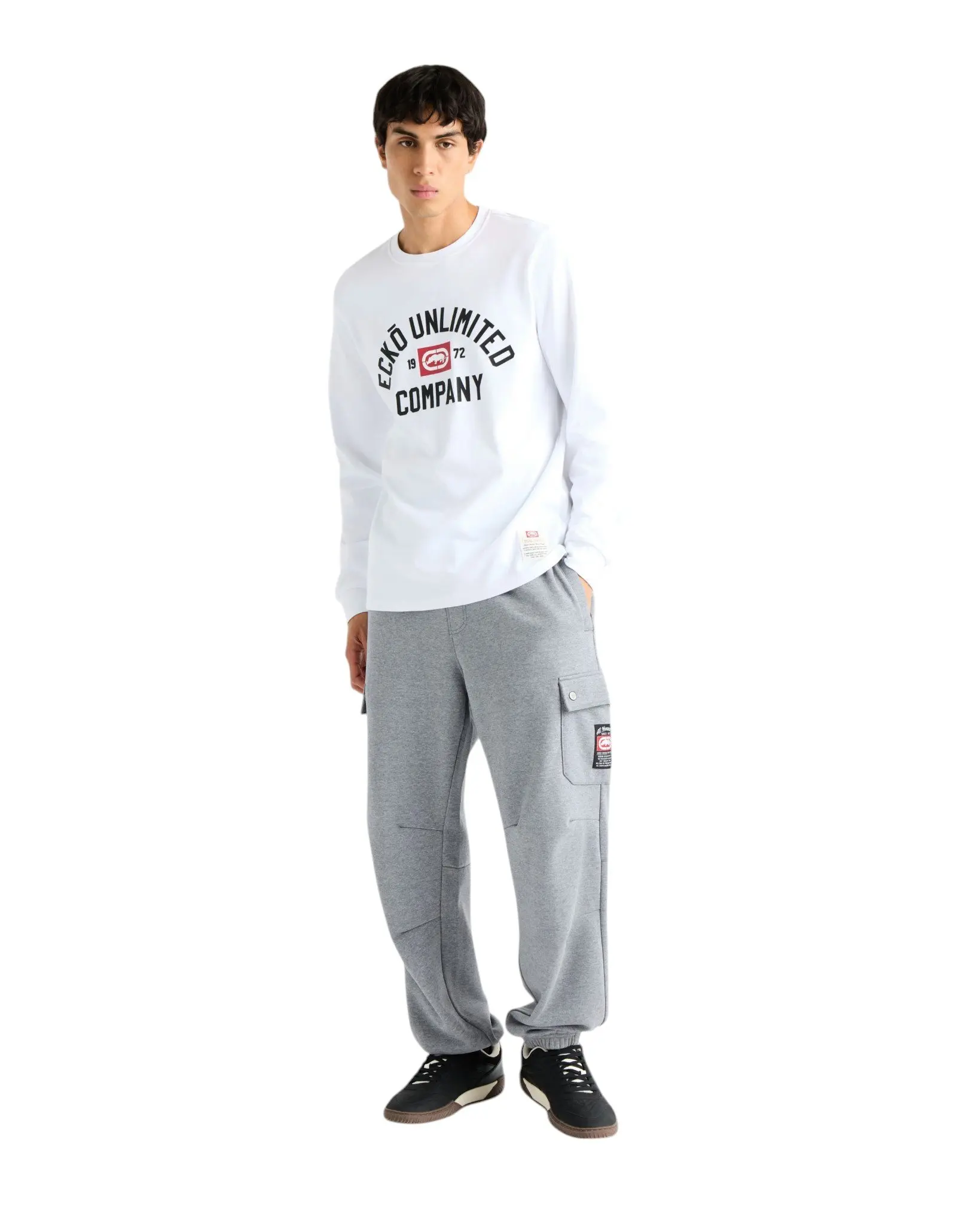 ecko unltd. Men's Cargo Pocket Fleece Baggy Pant - Grey - GREY