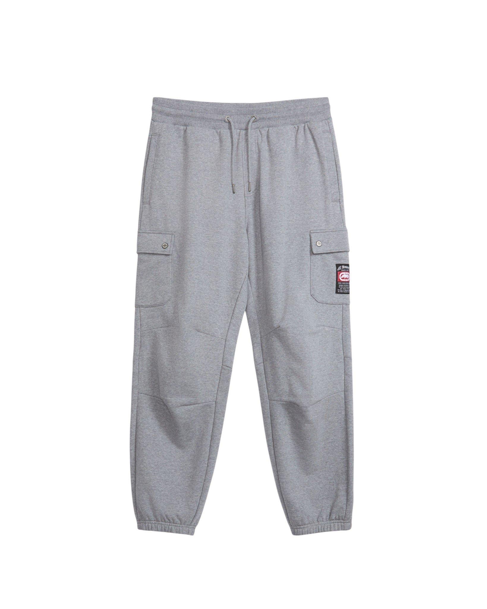ecko unltd. Men's Cargo Pocket Fleece Baggy Pant - Grey - GREY