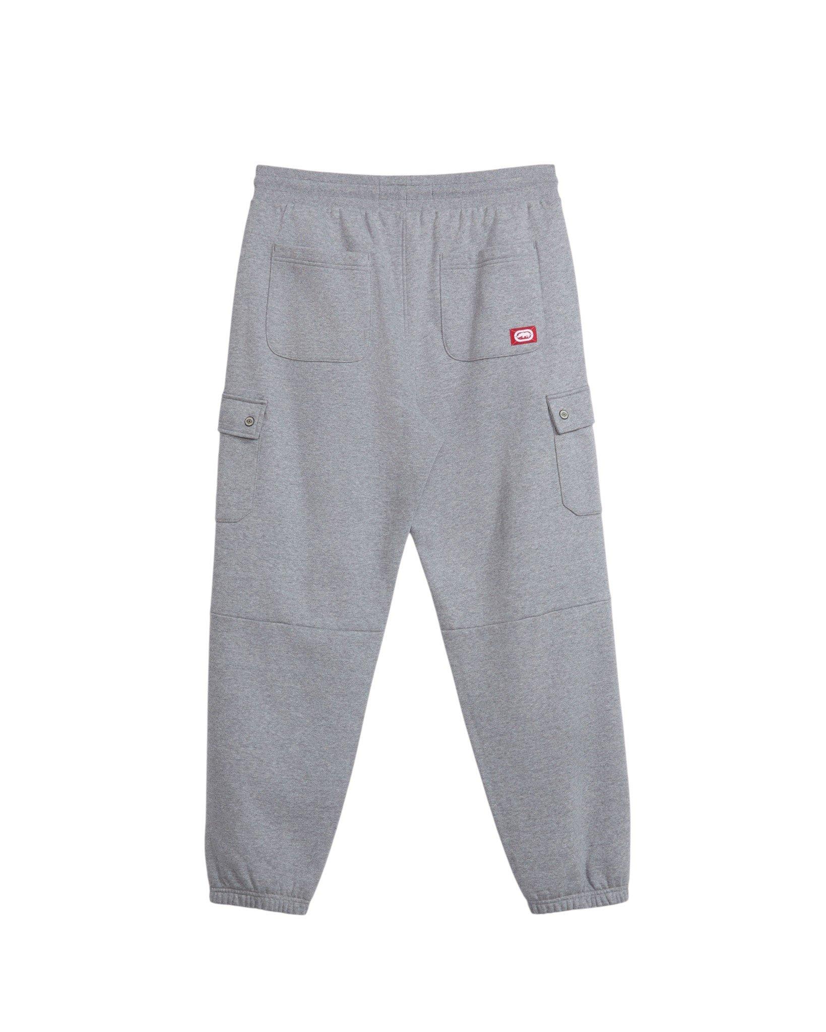 ecko unltd. Men's Cargo Pocket Fleece Baggy Pant - Grey - GREY
