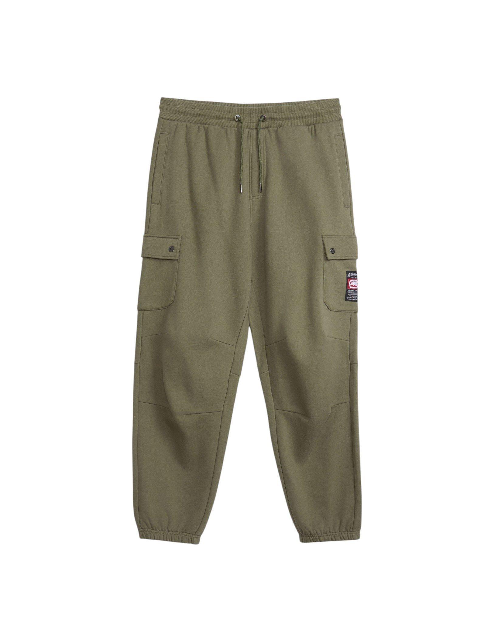 ecko unltd. Men's Cargo Pocket Fleece Baggy Pant - Olive - OLIVE
