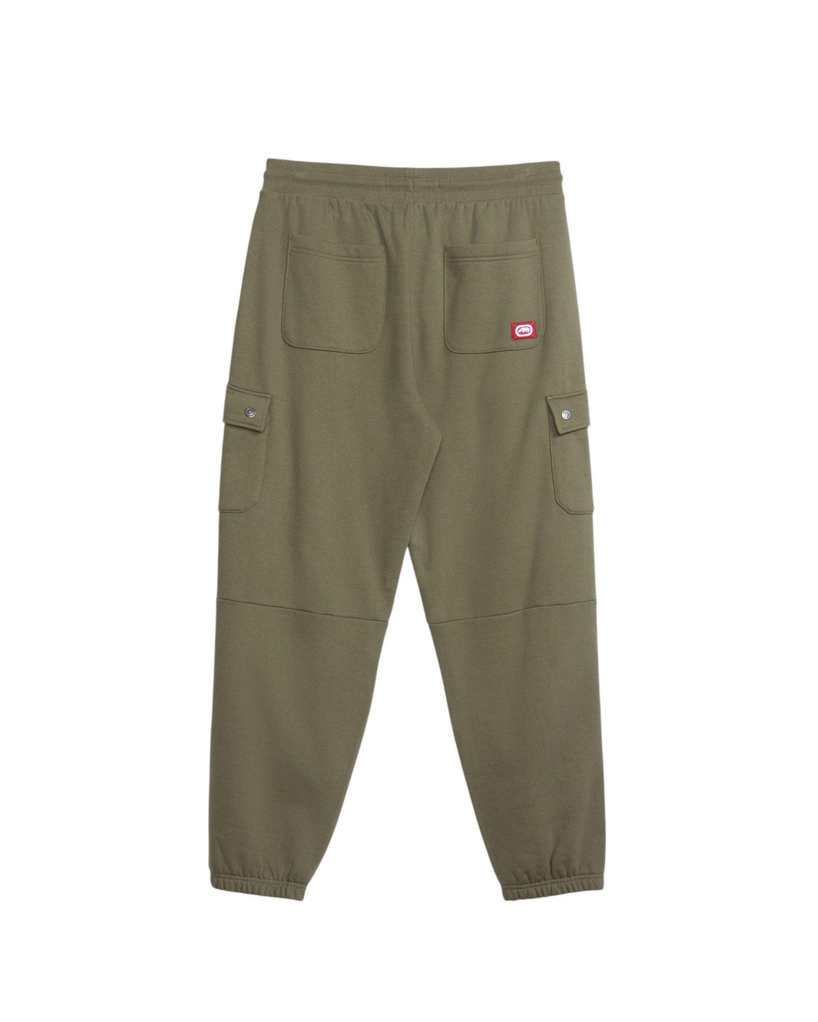 ecko unltd. Men's Cargo Pocket Fleece Baggy Pant - Olive - OLIVE