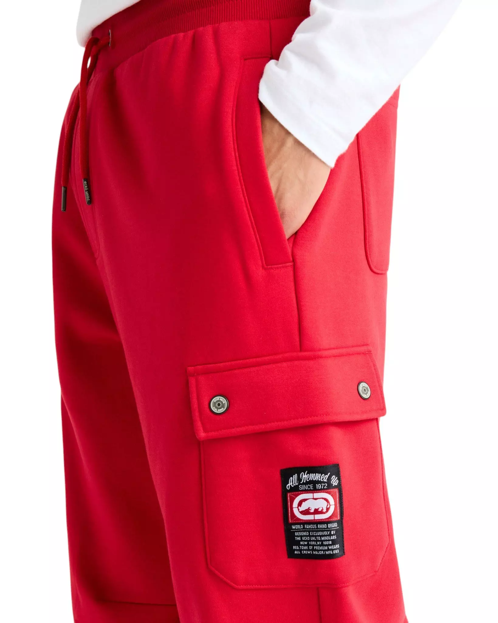 ecko unltd. Men's Cargo Pocket Fleece Baggy Pant - Red - RED