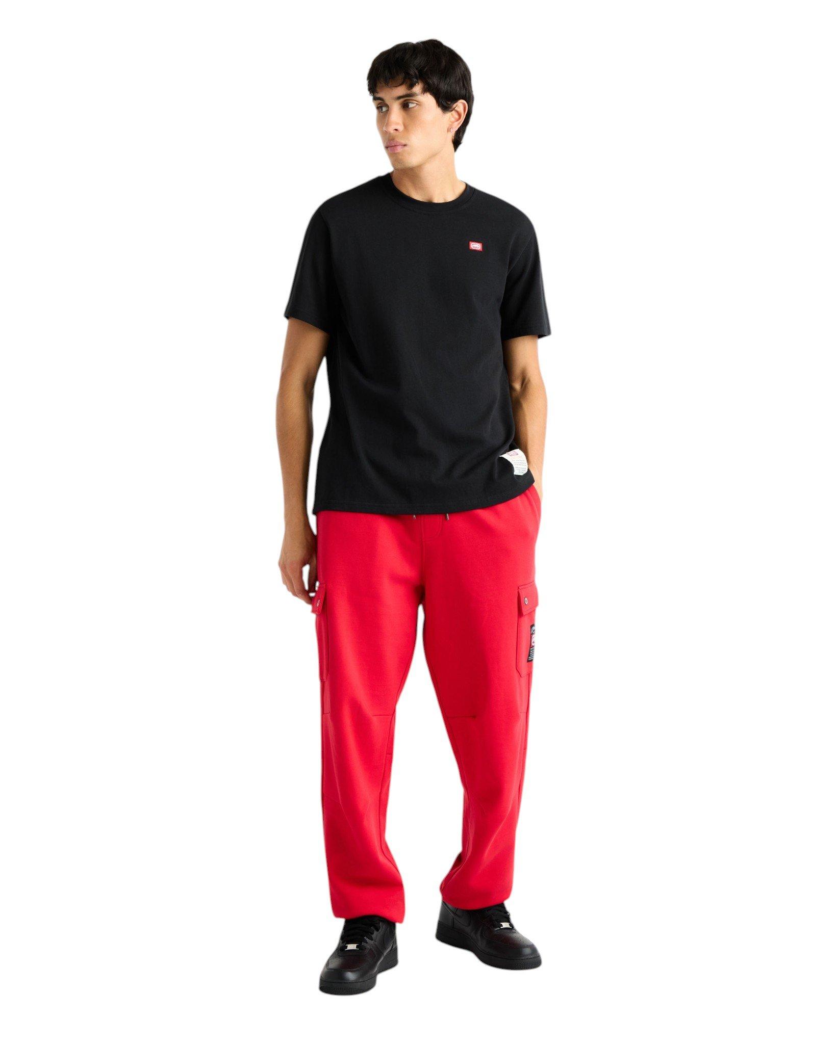 ecko unltd. Men's Cargo Pocket Fleece Baggy Pant - Red - RED