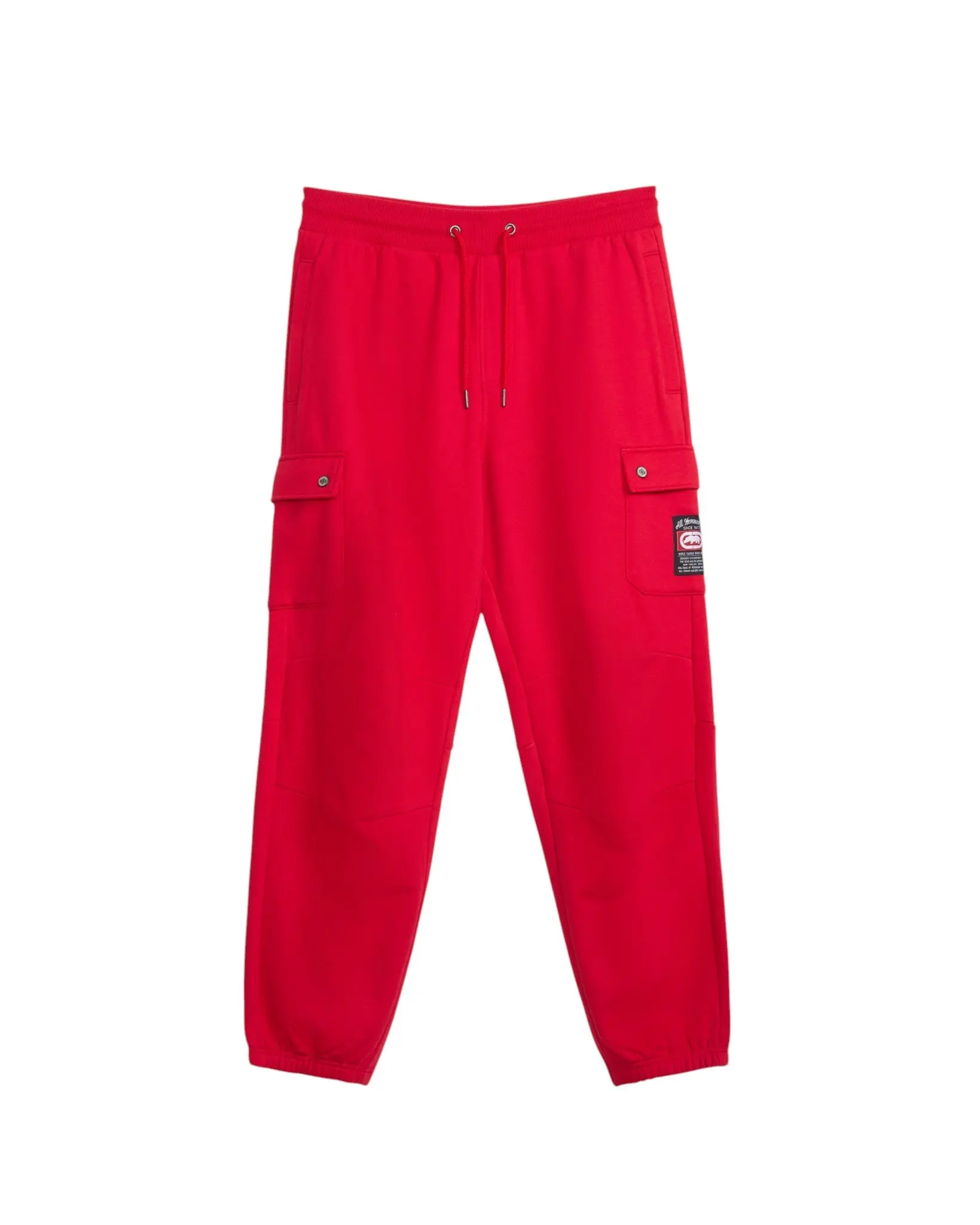 ecko unltd. Men's Cargo Pocket Fleece Baggy Pant - Red - RED