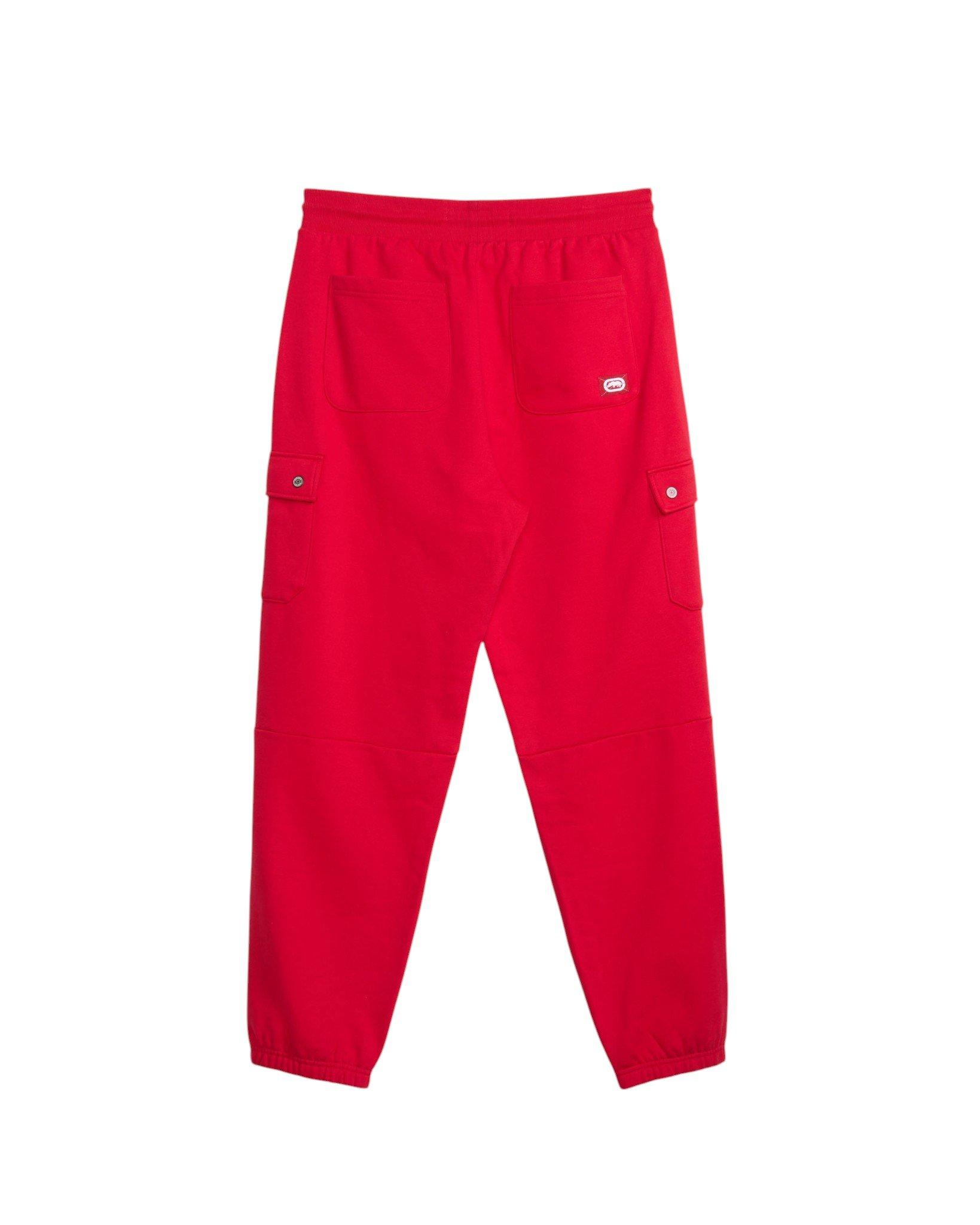 ecko unltd. Men's Cargo Pocket Fleece Baggy Pant - Red - RED