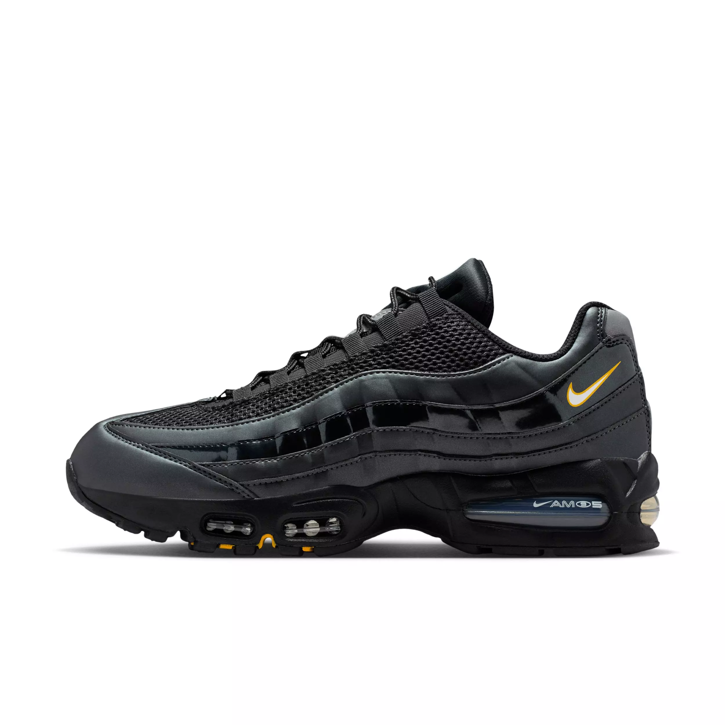 Nike Air Max 95 Big Bubble "Black/University Gold/Metallic Silver/White" Men's Shoe - BLACK/GOLD/SILVER/WHITE