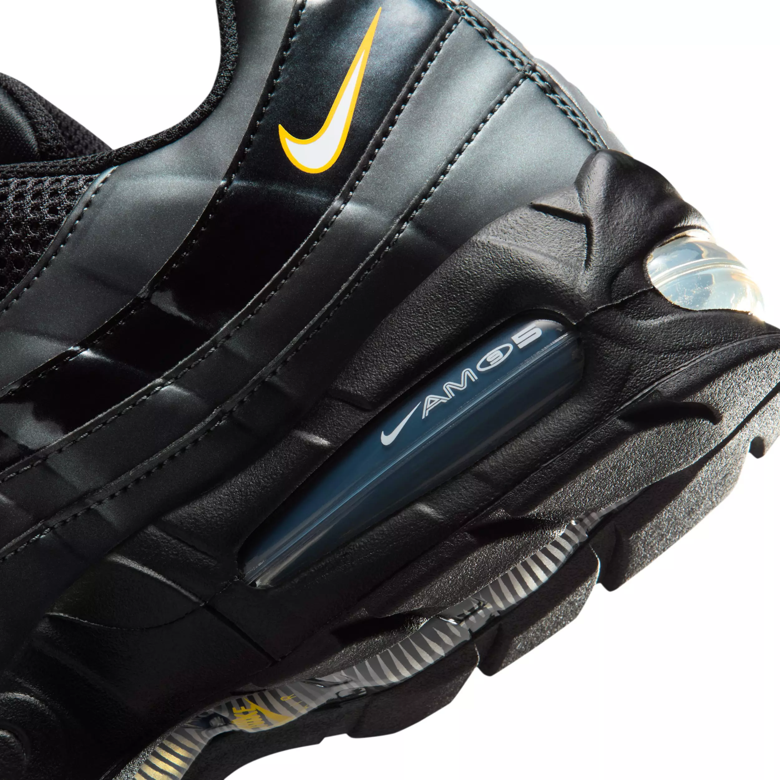 Nike Air Max 95 Big Bubble "Black/University Gold/Metallic Silver/White" Men's Shoe - BLACK/GOLD/SILVER/WHITE