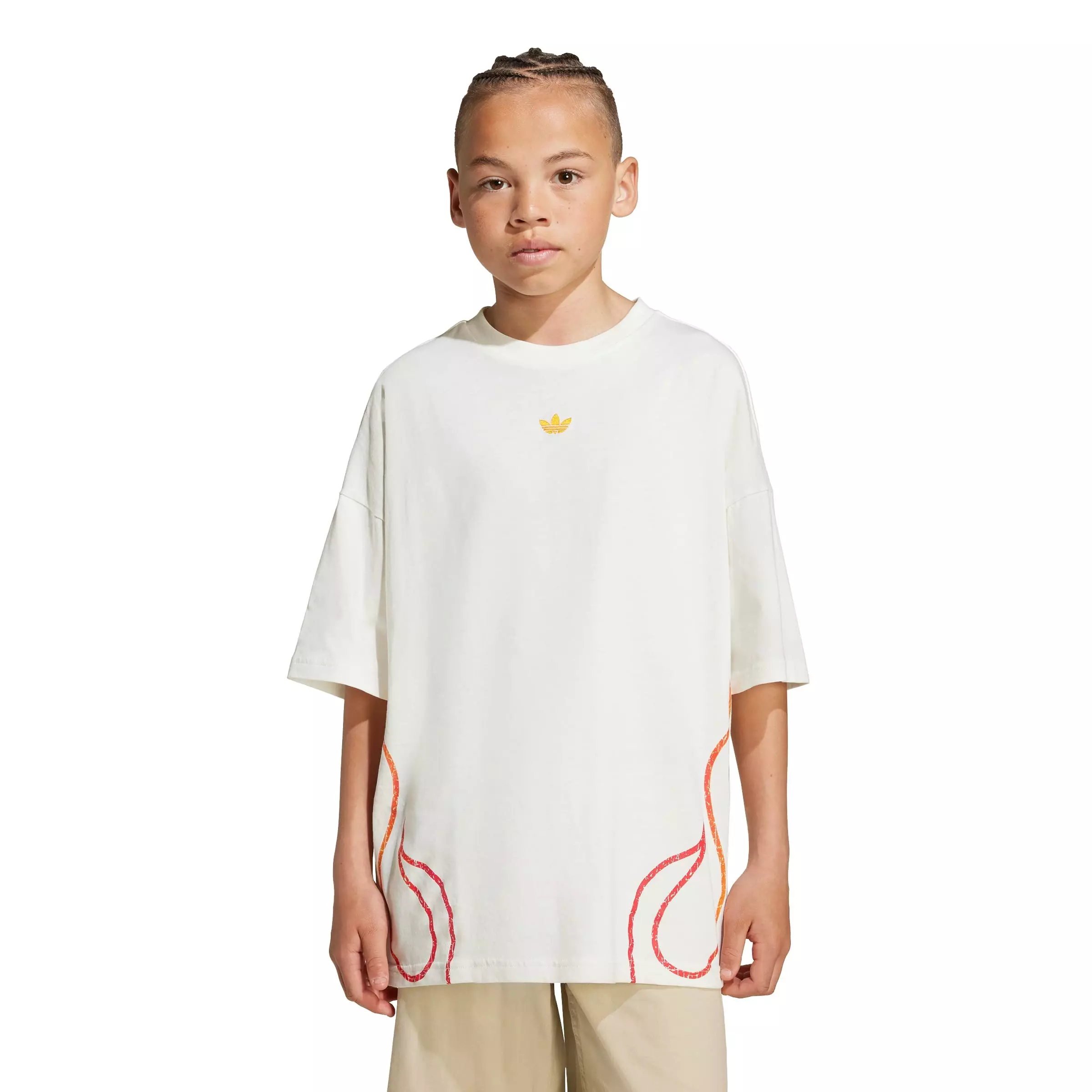 adidas Originals Big Kids' Street Crew -T-Shirt -Off White - OFF-WHITE