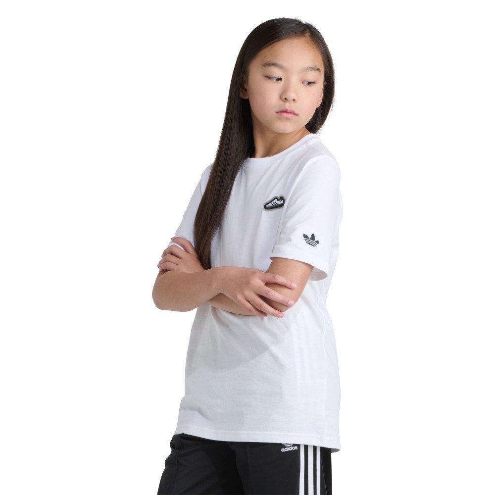 adidas Originals Short Sleeve Samba Shoe Big Kids' White Tee