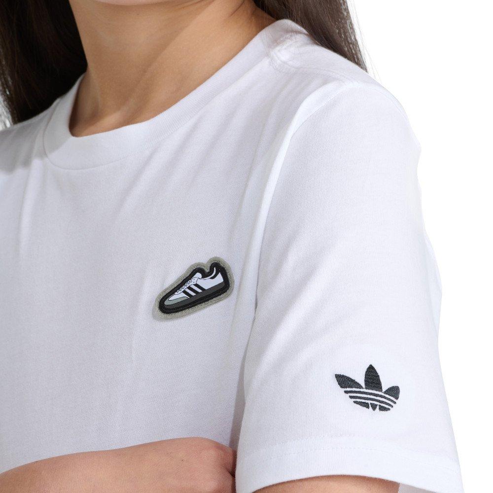 adidas Originals Short Sleeve Samba Shoe Big Kids' White Tee