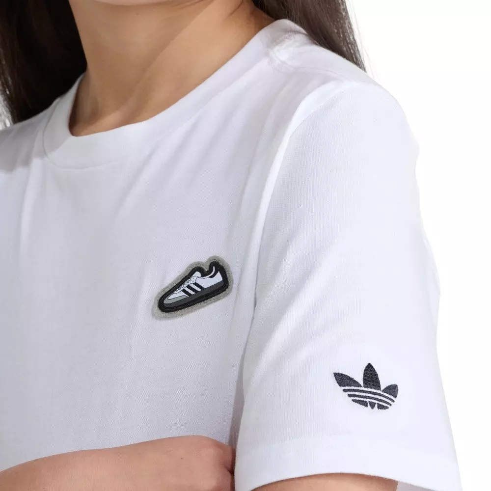 adidas Original Big Kids' Short Sleeve Samba Shoe Tee -White - WHITE