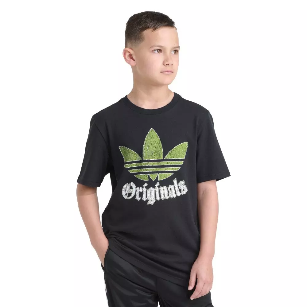 adidas Originals Big Kids' Short Sleeve Logo Crackle Tee -Black - BLACK