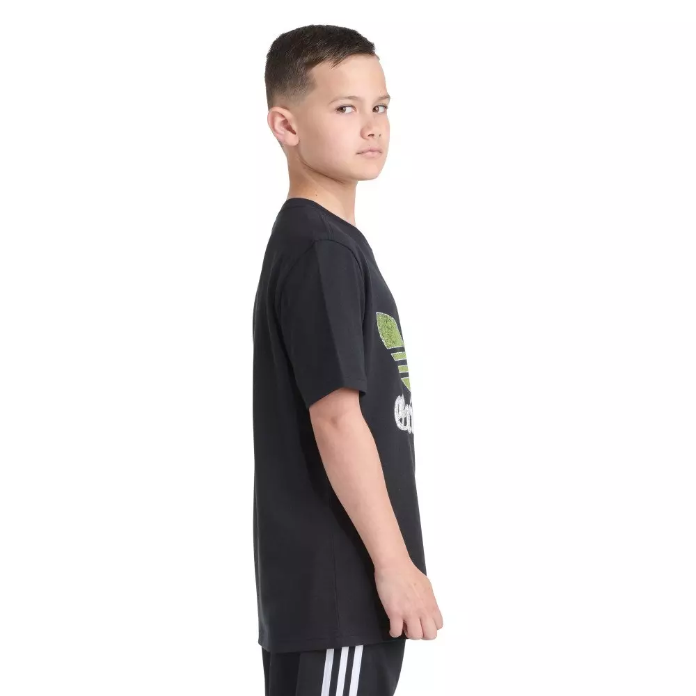 adidas Originals Big Kids' Short Sleeve Logo Crackle Tee -Black - BLACK