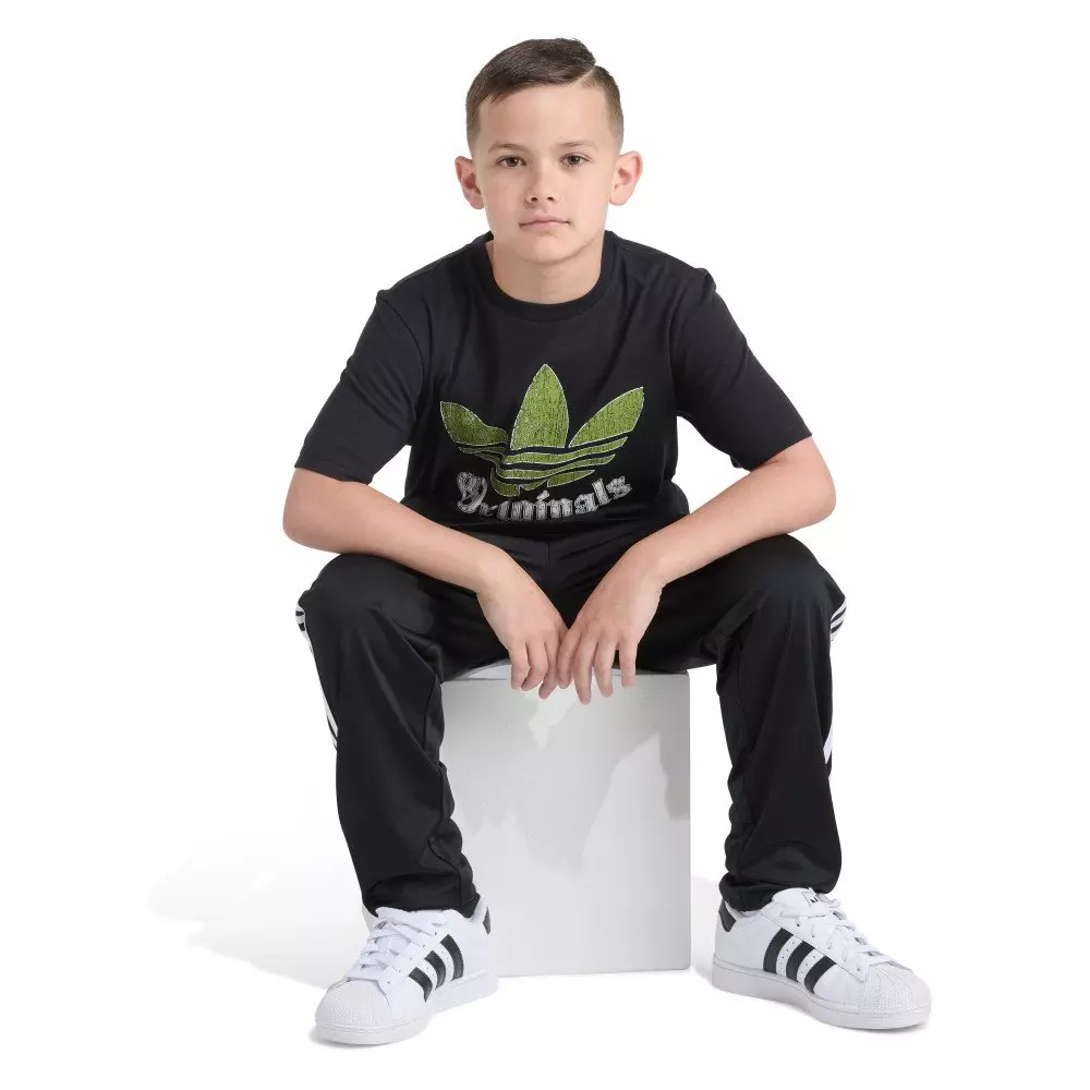 adidas Originals Big Kids' Short Sleeve Logo Crackle Tee -Black - BLACK