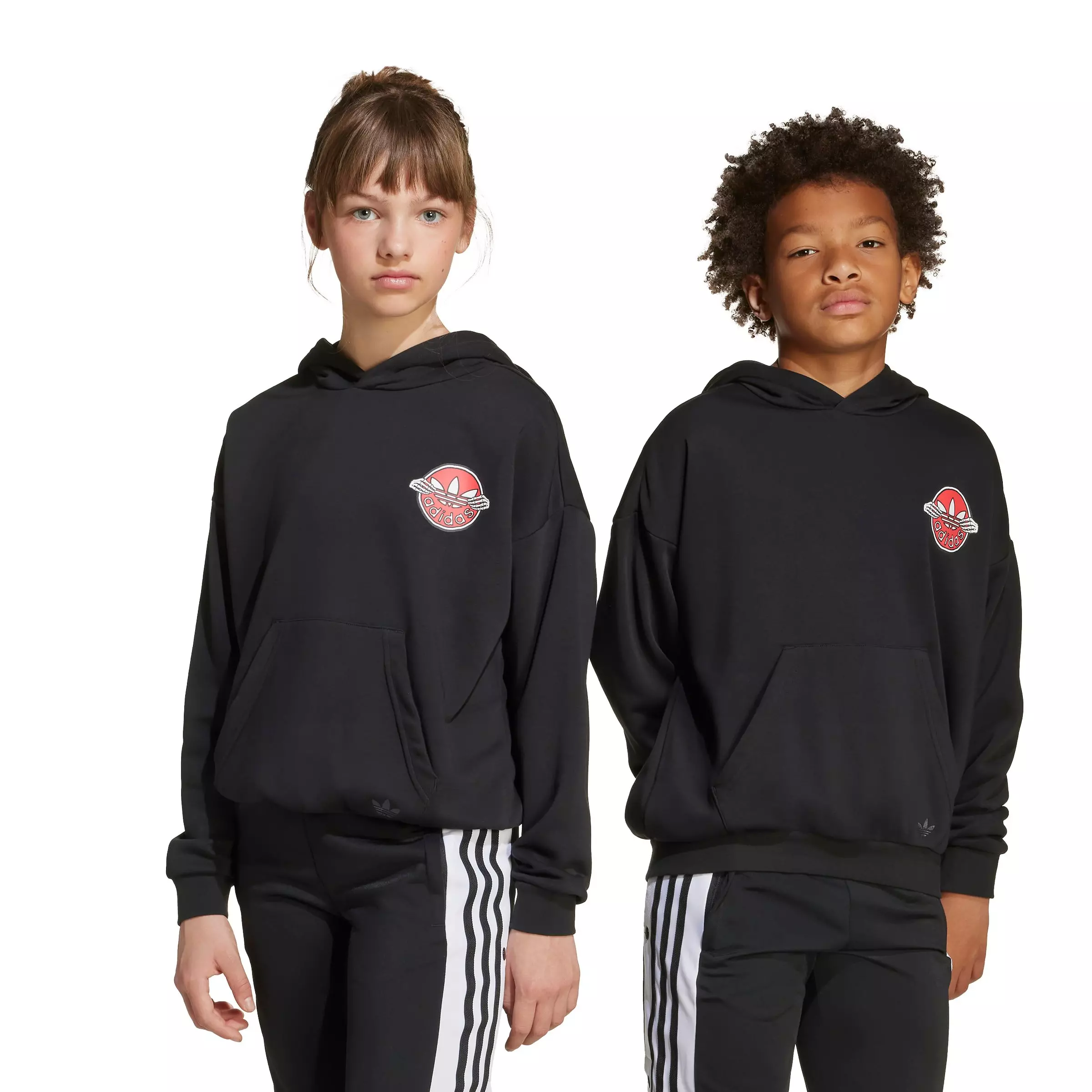 adidas Originals Big Kids' Skeleton Hoodie -Black - BLACK