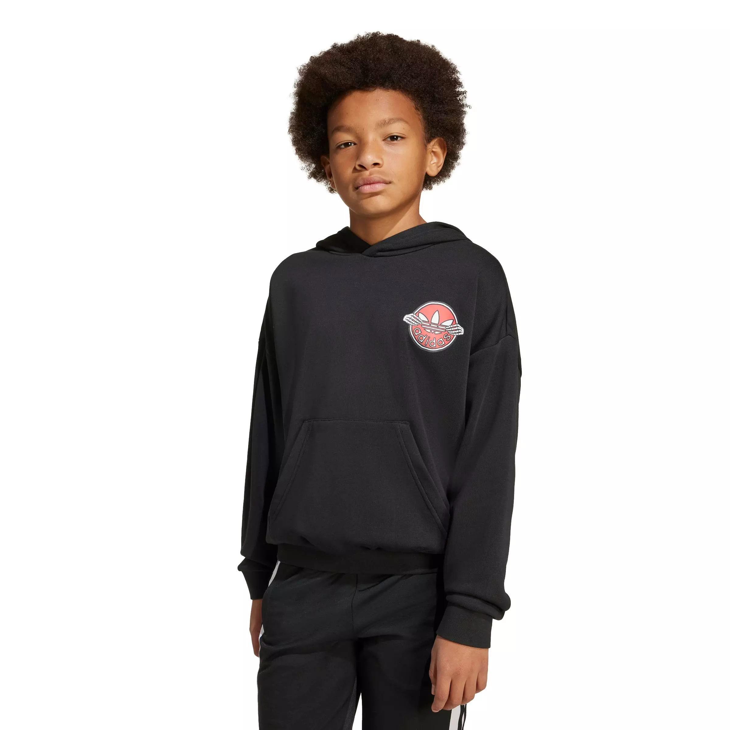 adidas Originals Big Kids' Skeleton Hoodie -Black - BLACK