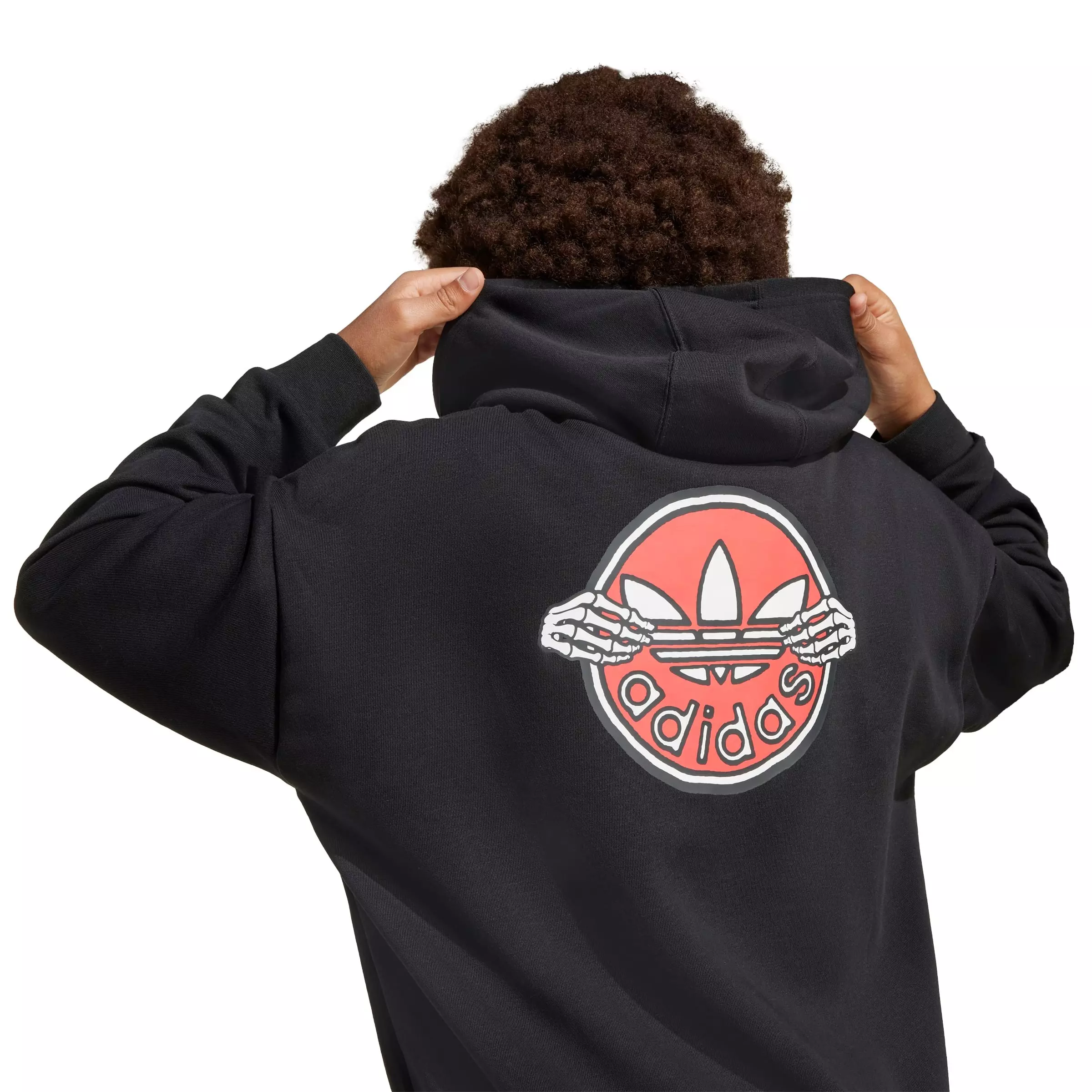 adidas Originals Big Kids' Skeleton Hoodie -Black - BLACK