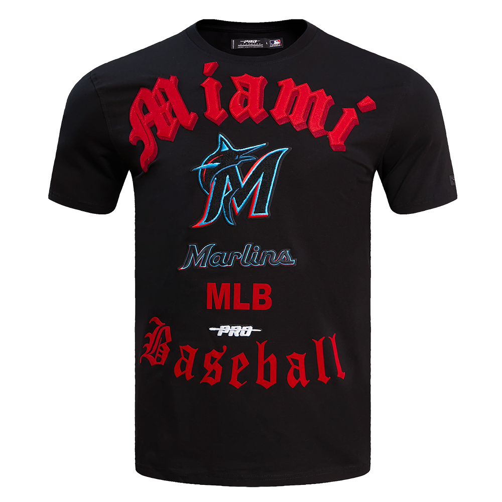 Pro Standard Men's MLB Miami Marlins Old English Tee -Black - BLACK Thumbnail View 1
