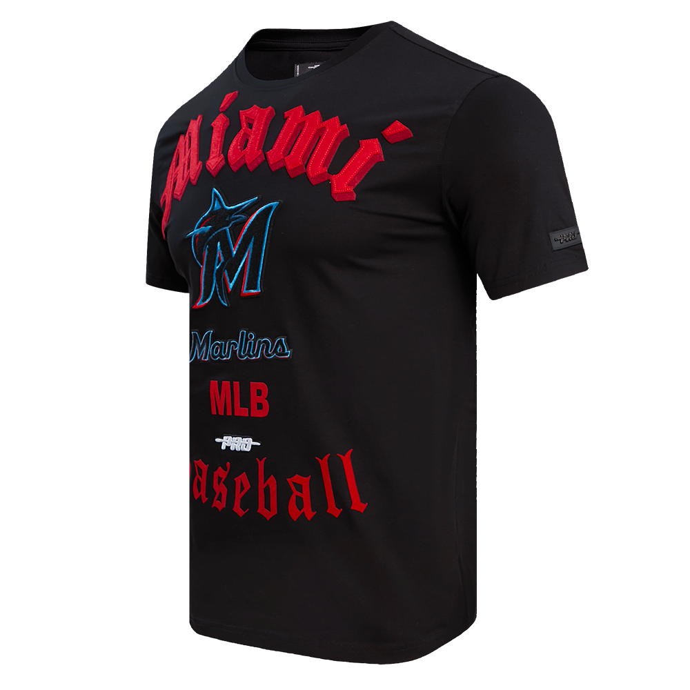 Pro Standard Men's MLB Miami Marlins Old English Tee -Black - BLACK Thumbnail View 3