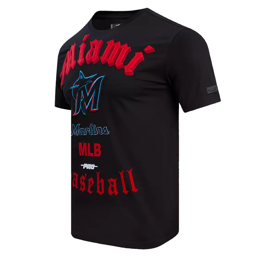 Pro Standard Men's MLB Miami Marlins Old English Tee -Black - BLACK