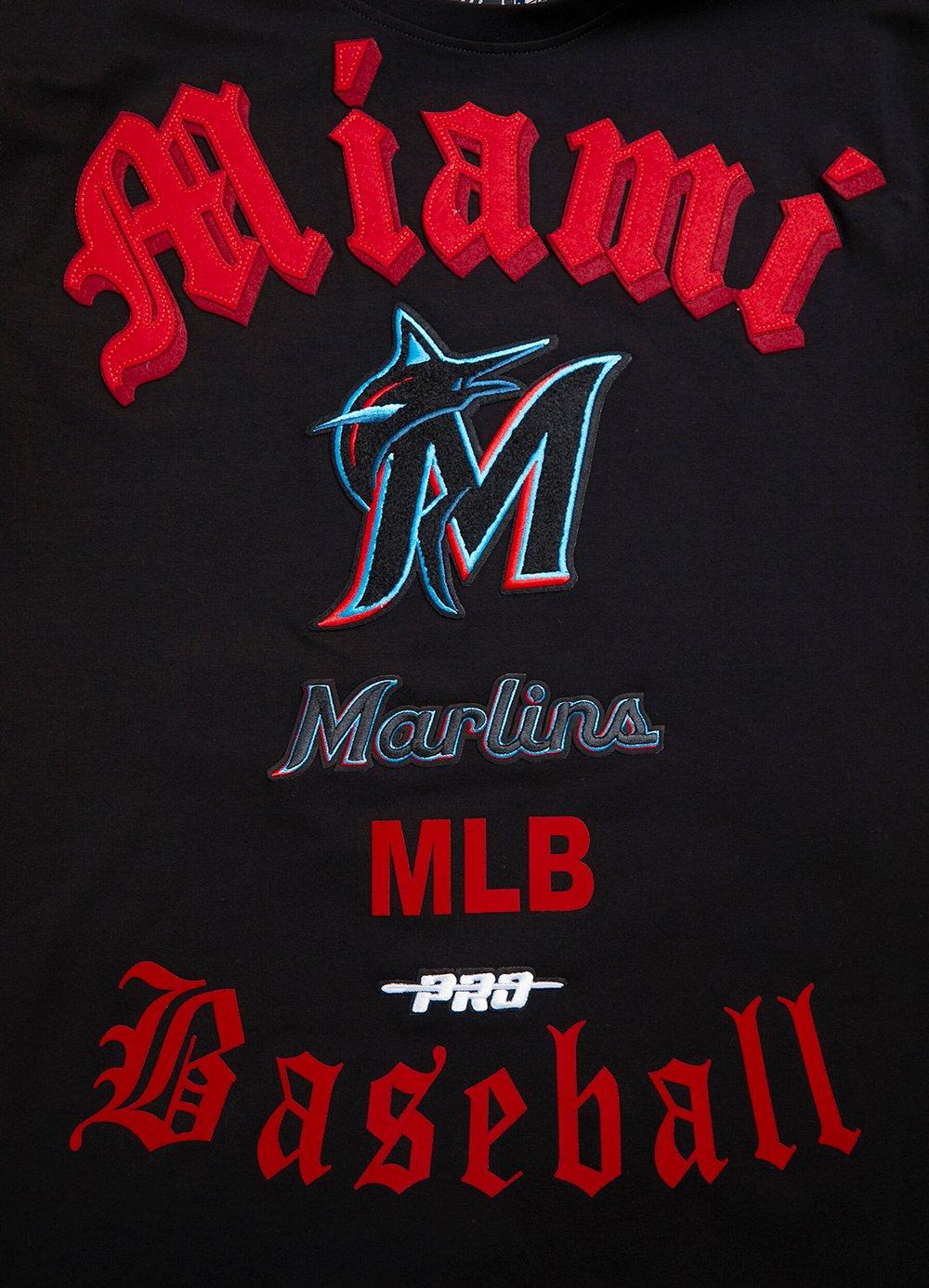 Pro Standard Men's MLB Miami Marlins Old English Tee -Black - BLACK Thumbnail View 5