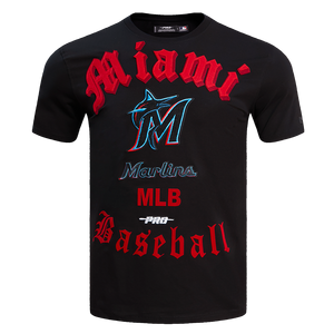 Pro Standard Men's MLB Miami Marlins Old English Tee -Black