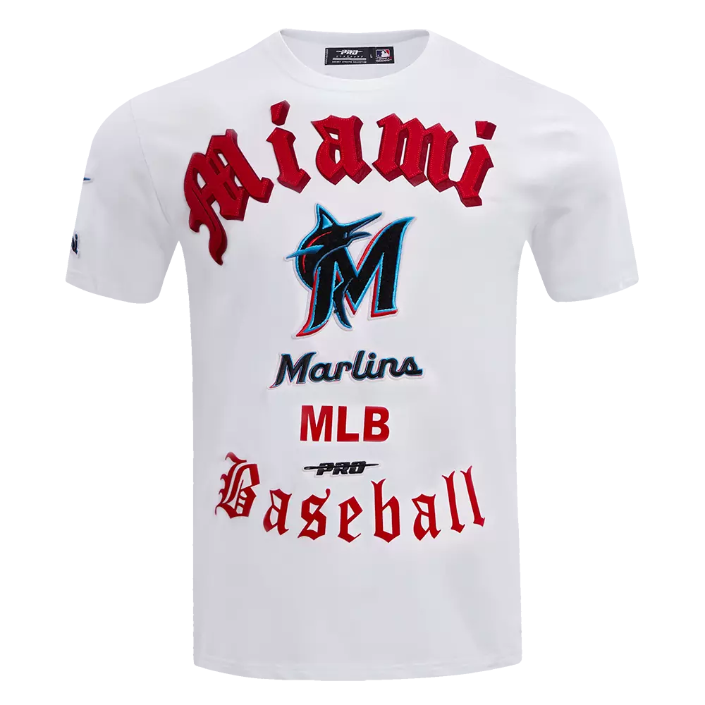 Pro Standard Men's MLB Miami Marlins Old English Tee -White - WHITE