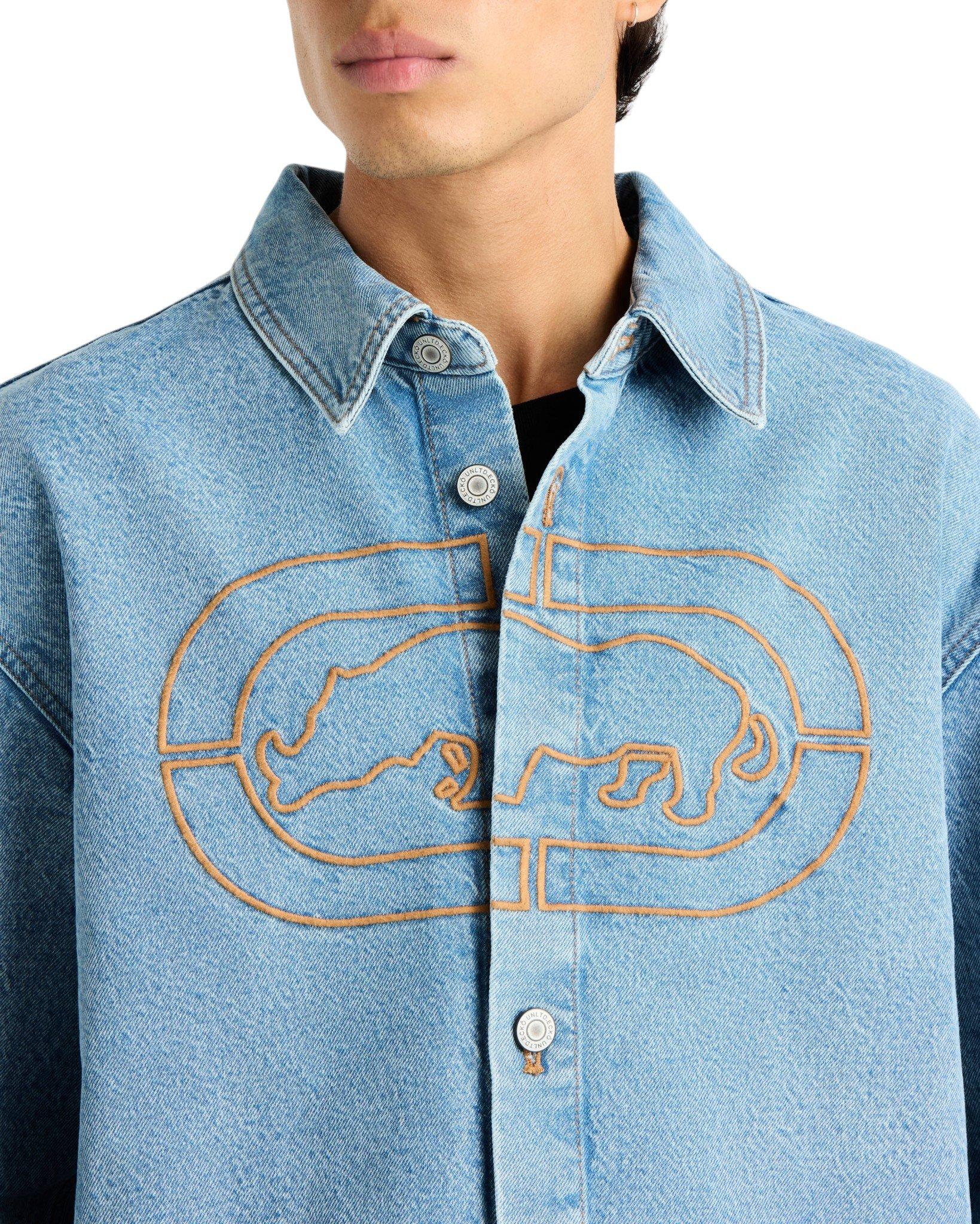 ecko unltd. Men's Ridgewood Lt Wash Denim Jacket - LT BLUE