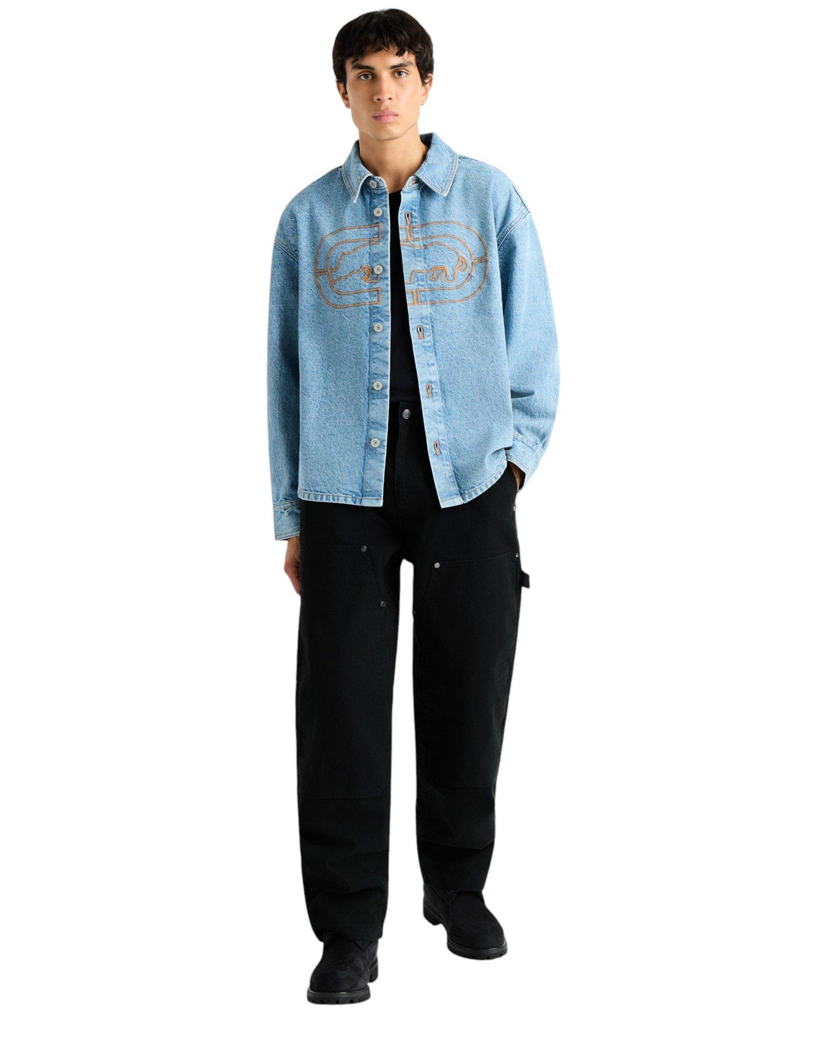 ecko unltd. Men's Ridgewood Lt Wash Denim Jacket - LT BLUE