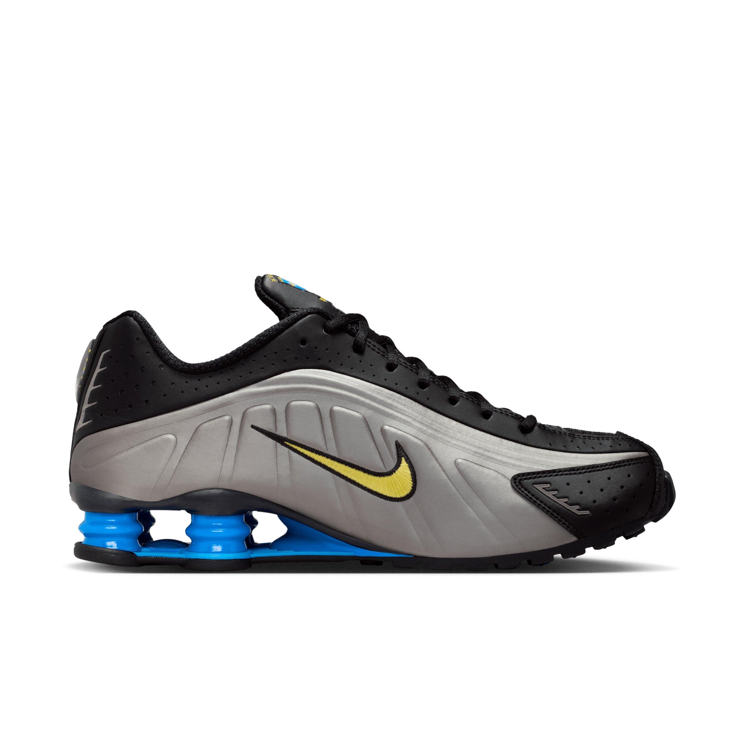 Nike Shox R4 "Black/Metallic Pewter/Light Photo Blue/Canary" Men's Shoe - BLACK/PEWTER/LT BLUE/CANARY Thumbnail View 1