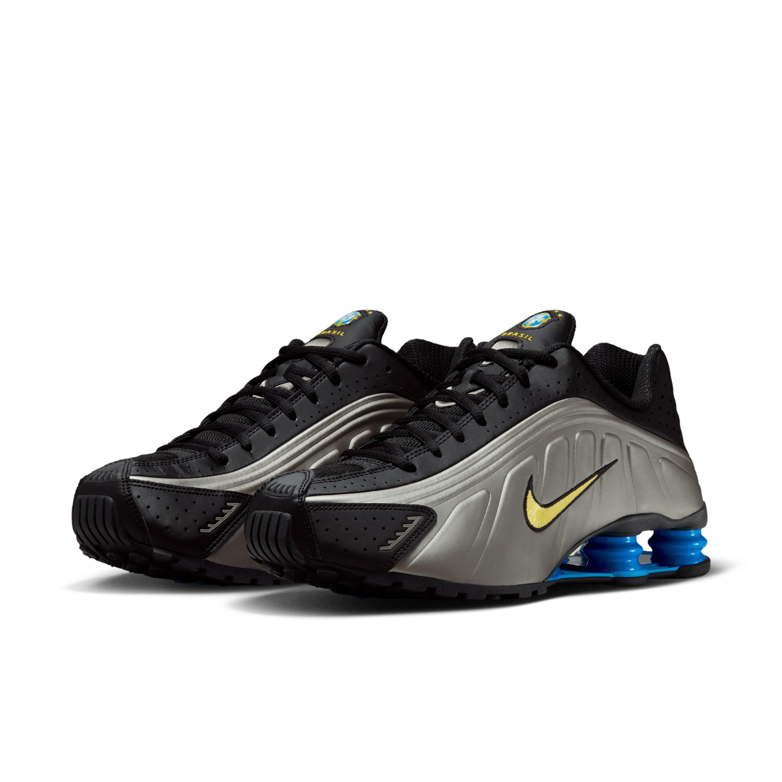 Nike Shox R4 "Black/Metallic Pewter/Light Photo Blue/Canary" Men's Shoe - BLACK/PEWTER/LT BLUE/CANARY Thumbnail View 3