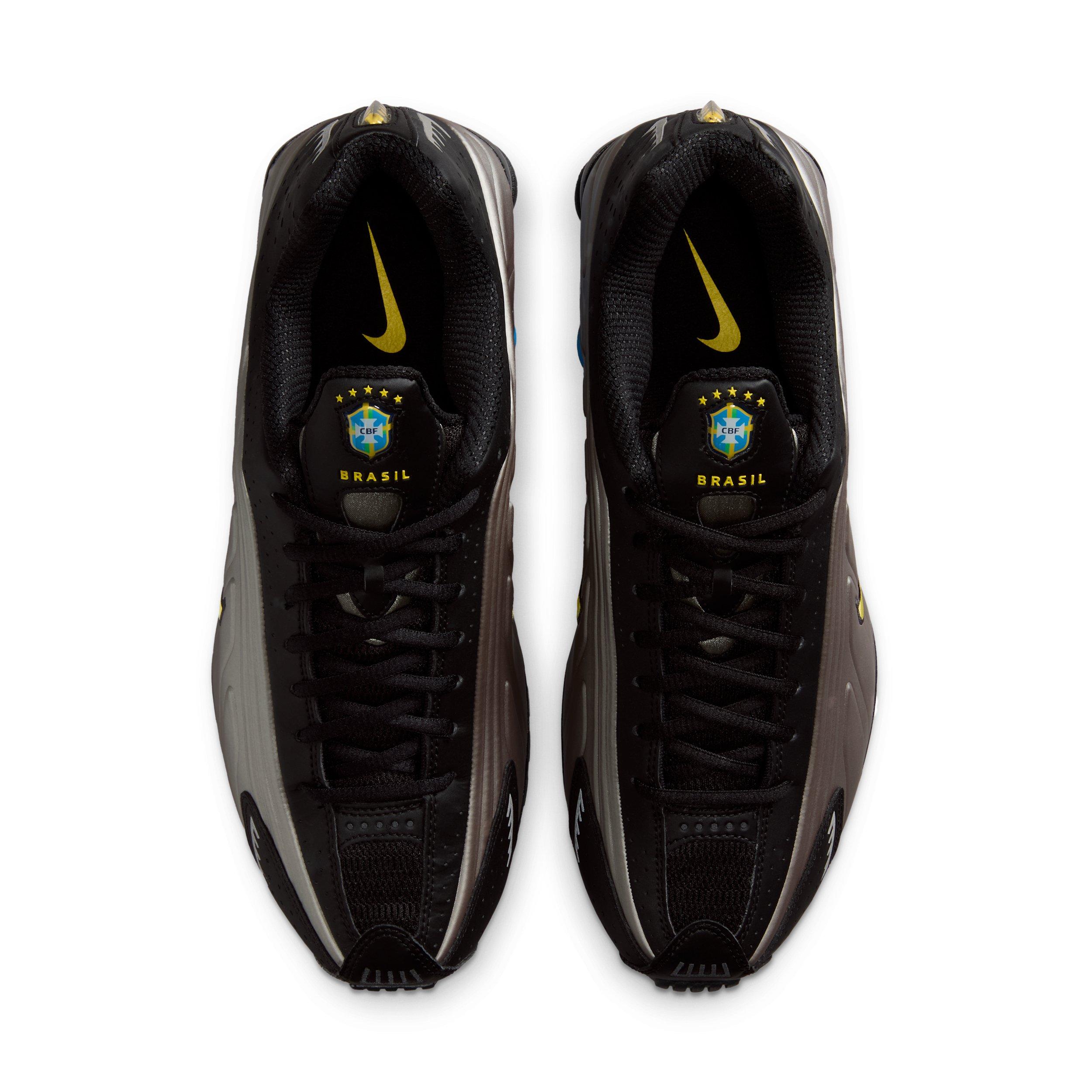 Nike Shox R4 "Black/Metallic Pewter/Light Photo Blue/Canary" Men's Shoe - BLACK/PEWTER/LT BLUE/CANARY Thumbnail View 4