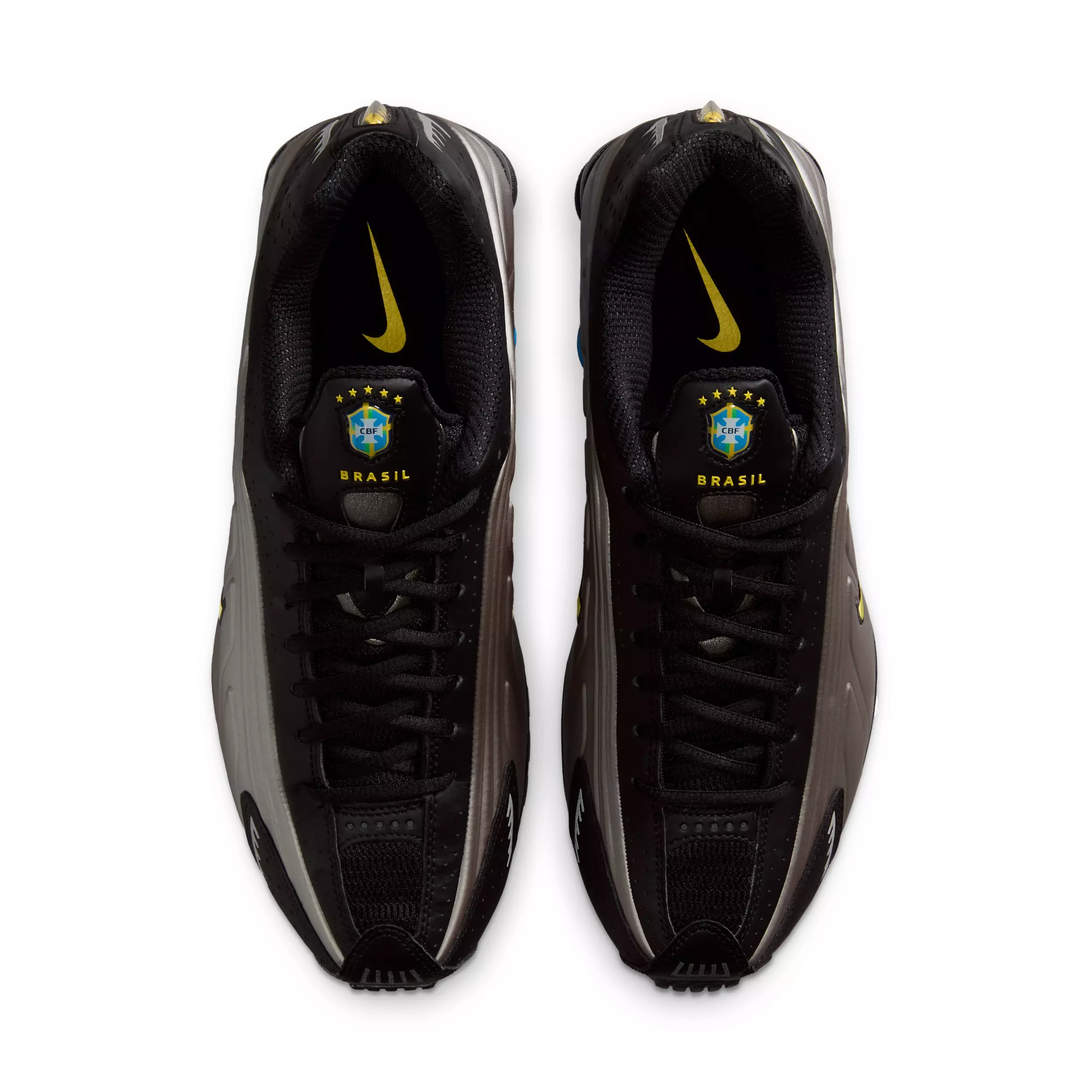 Nike Shox R4 "Black/Metallic Pewter/Light Photo Blue/Canary" Men's Shoe - BLACK/PEWTER/LT BLUE/CANARY
