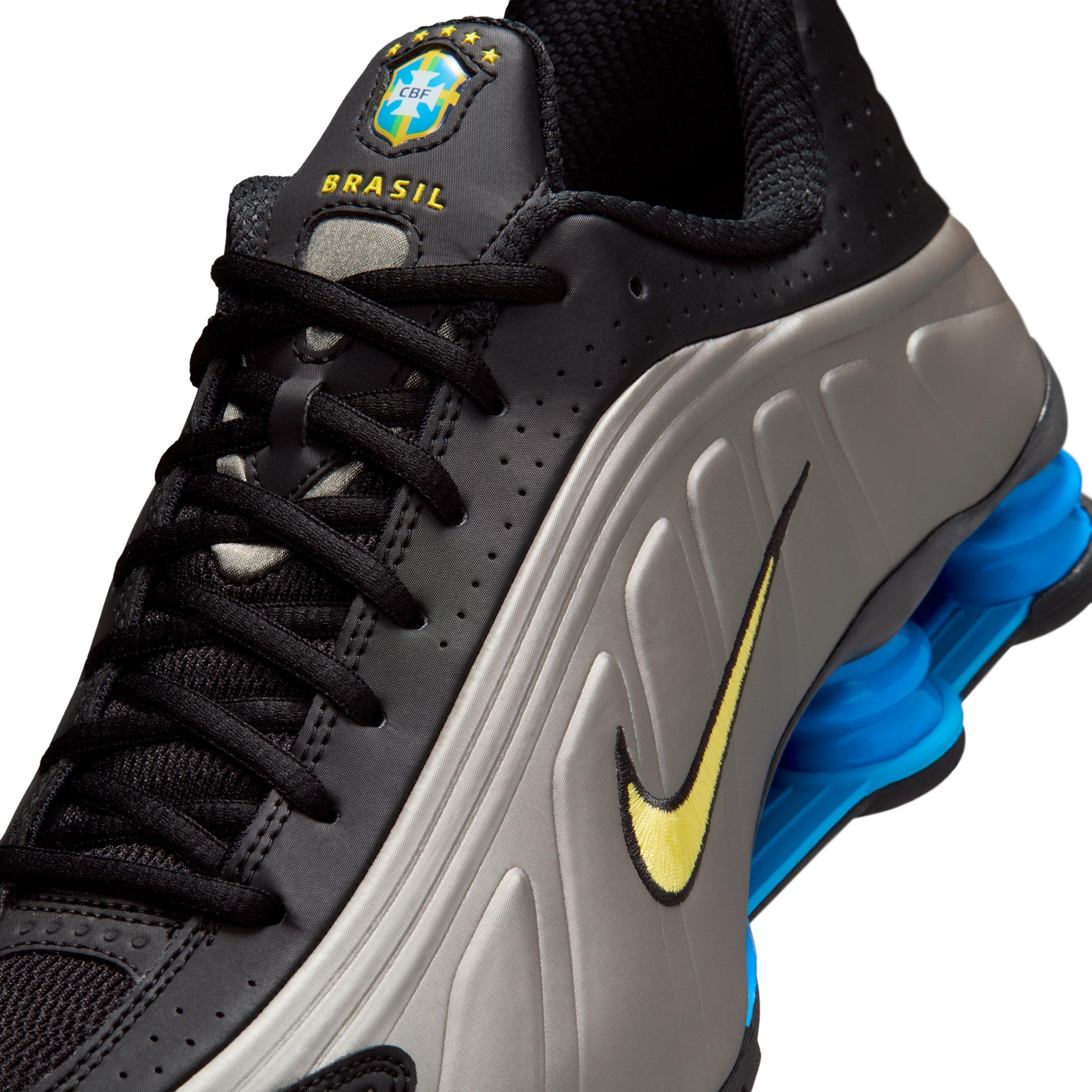 Nike Shox R4 "Black/Metallic Pewter/Light Photo Blue/Canary" Men's Shoe - BLACK/PEWTER/LT BLUE/CANARY Thumbnail View 7