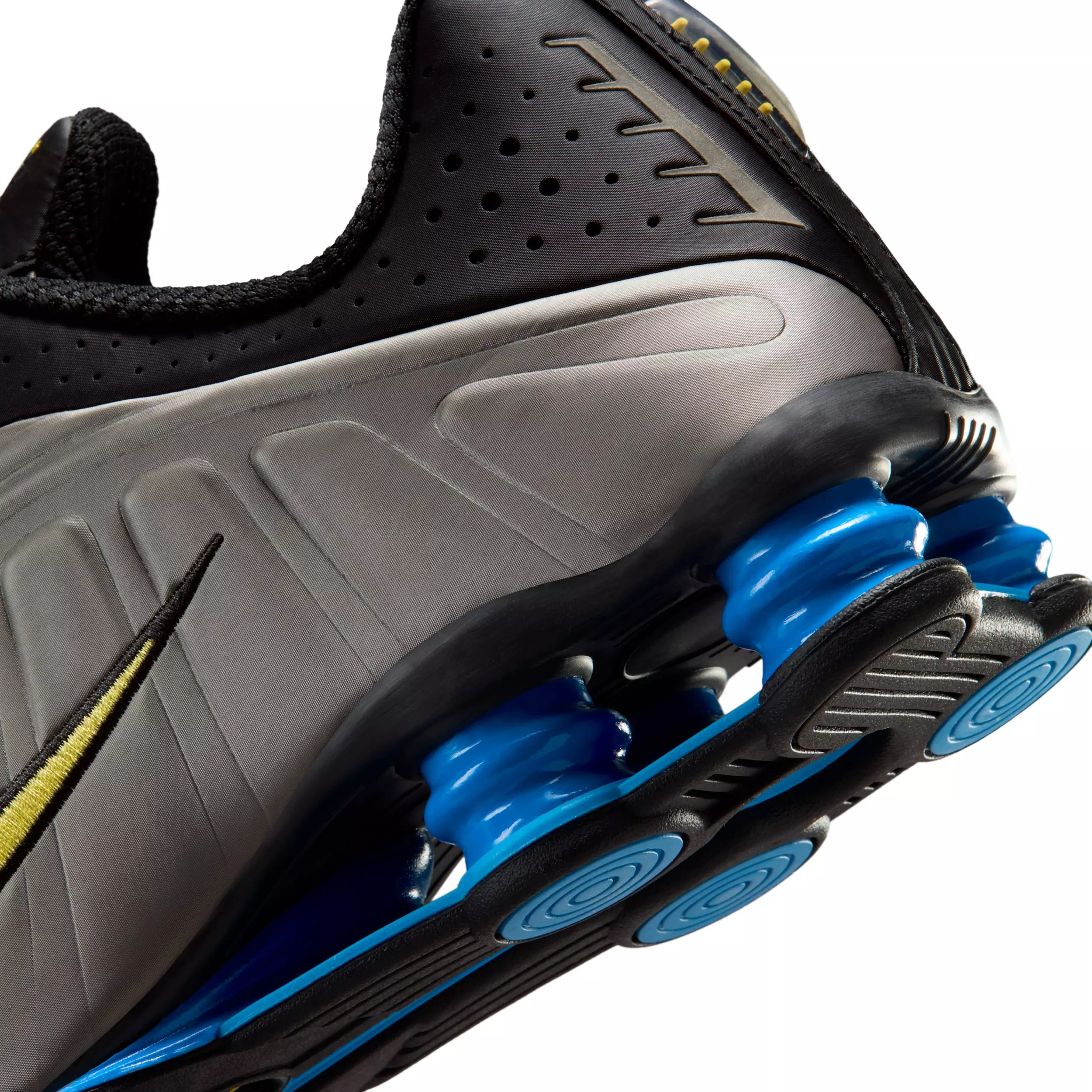 Nike Shox R4 "Black/Metallic Pewter/Light Photo Blue/Canary" Men's Shoe - BLACK/PEWTER/LT BLUE/CANARY
