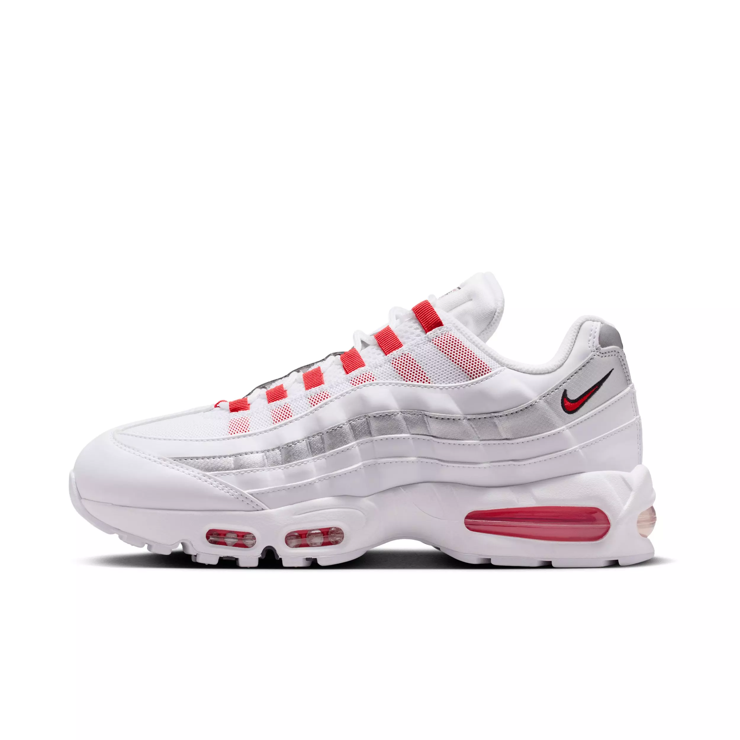 Nike Air Max 95 Big Bubble "White/Metallic Silver/Obsidian/Speed Red" Men's Shoe - WHITE/SILVER/OBSIDIAN/RED