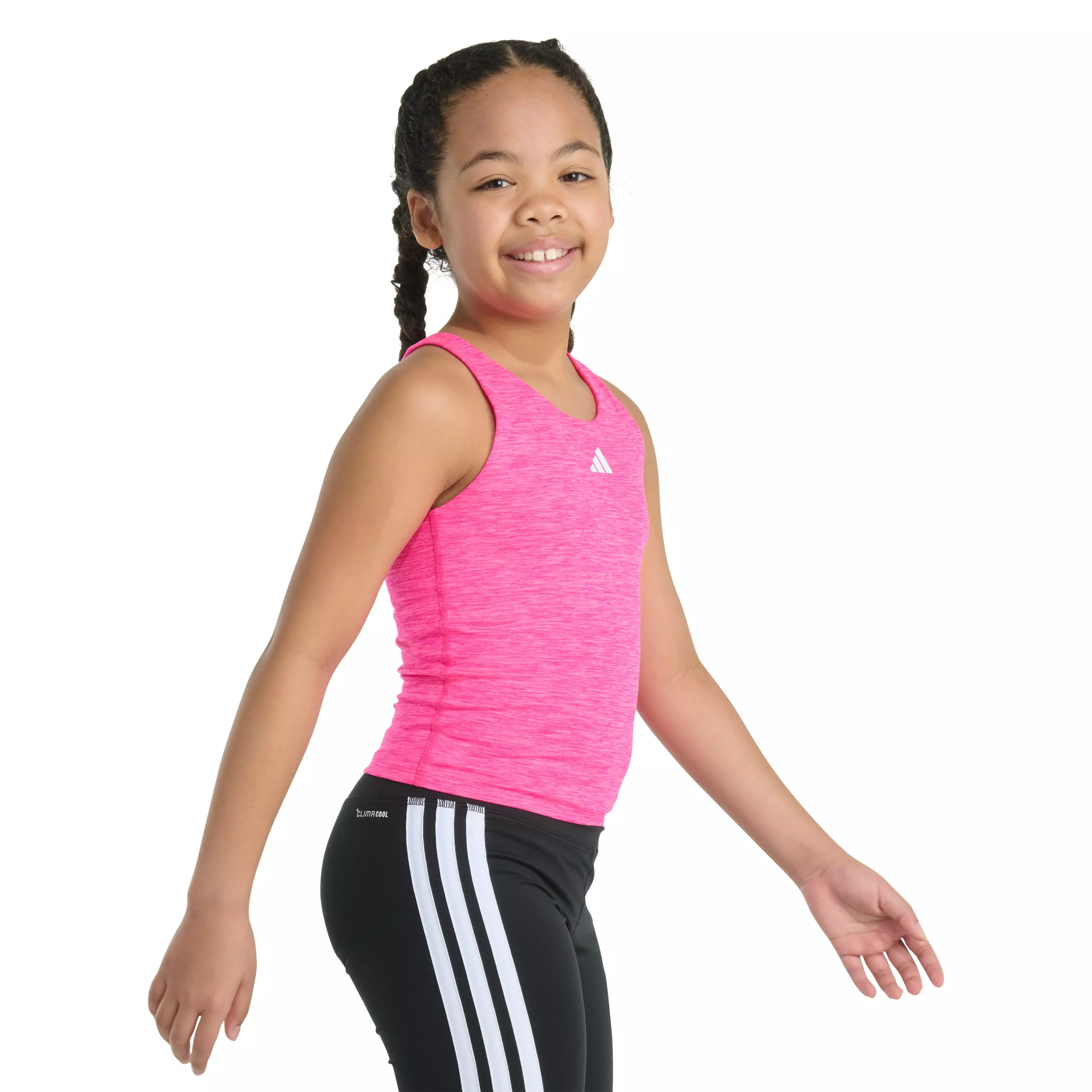 adidas Big Girls' Sleeveless Mélange Training Tank -Pink - PINK