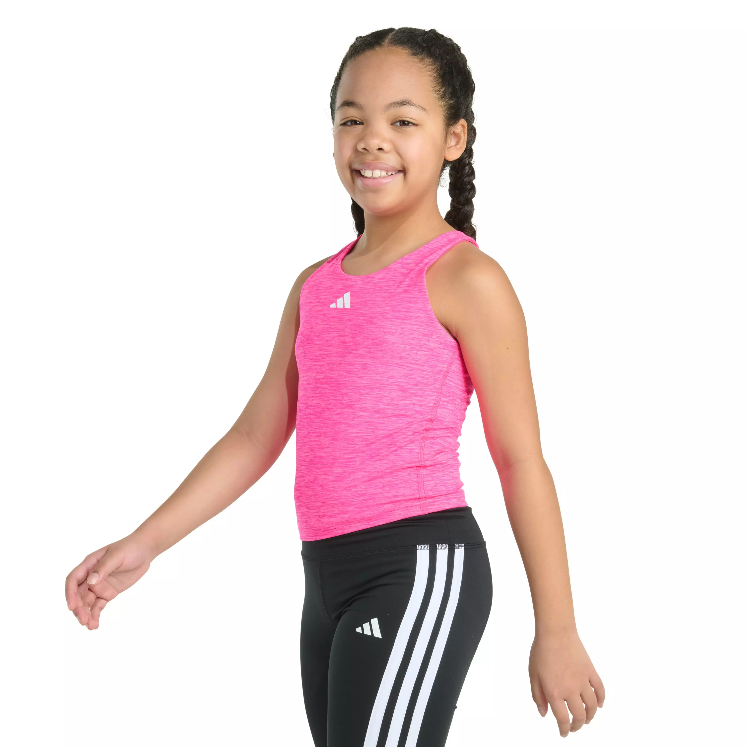 adidas Big Girls' Sleeveless Mélange Training Tank -Pink - PINK