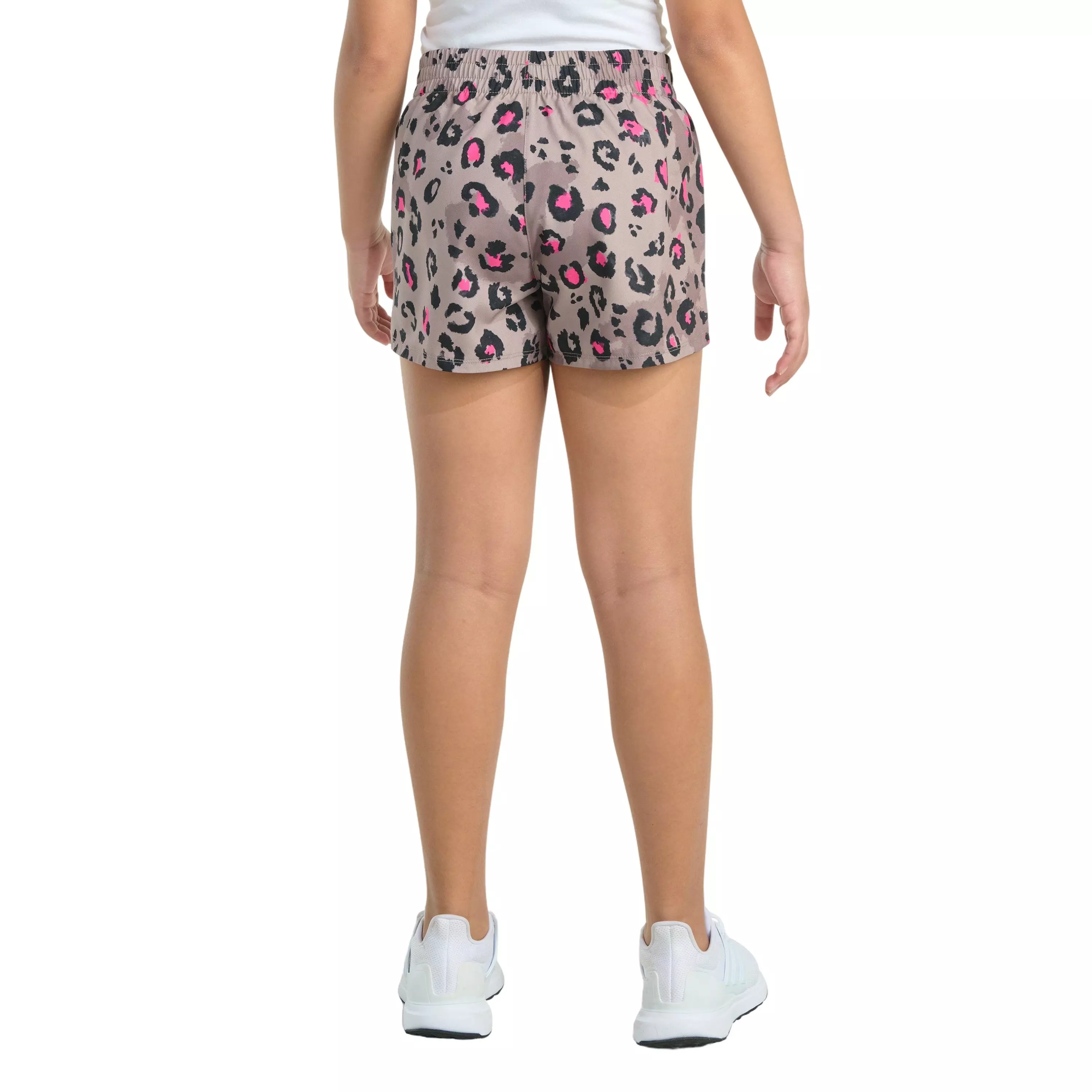 adidas Big Girls' Elastic Waistband Printed Woven 25 Pacer Short -Brown - BROWN